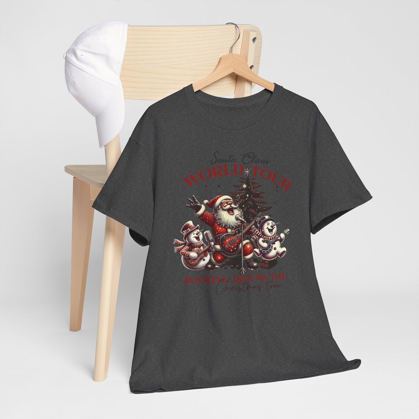 Santa Rocking around the Christmas Tree Unisex Heavy Cotton T-shirt - size S - 5X