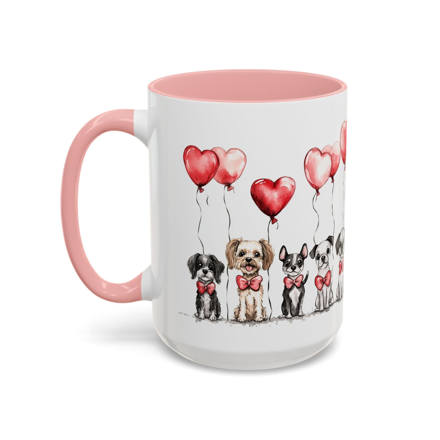 Coffee Mug - Puppy Love Valentine's Day, Cute Dogs and Heart Balloons, 11oz and 15oz, Ceramic