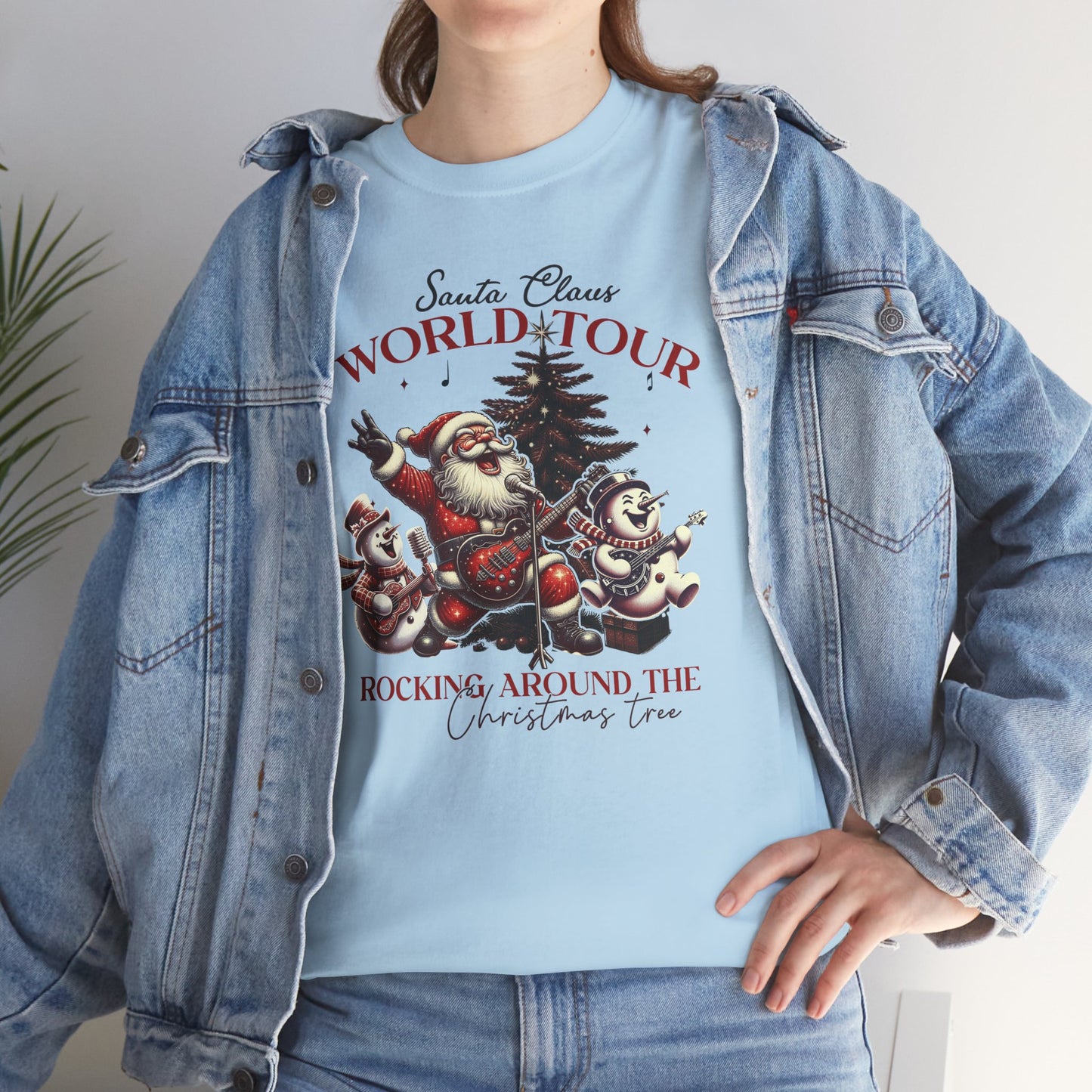 Santa Rocking around the Christmas Tree Unisex Heavy Cotton T-shirt - size S - 5X
