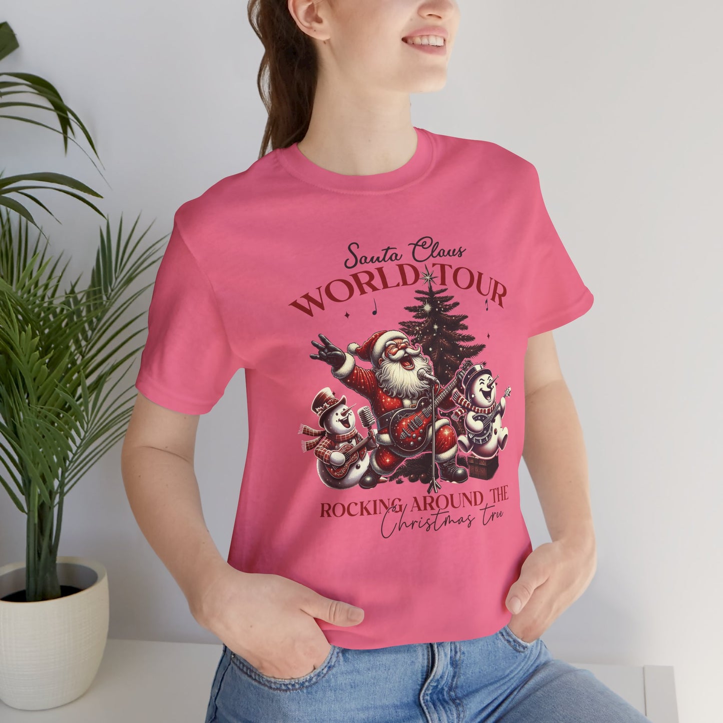 Santa Rocking Around the Christmas Tree Unisex Jersey Short Sleeve T-shirt - sizes S - 3X