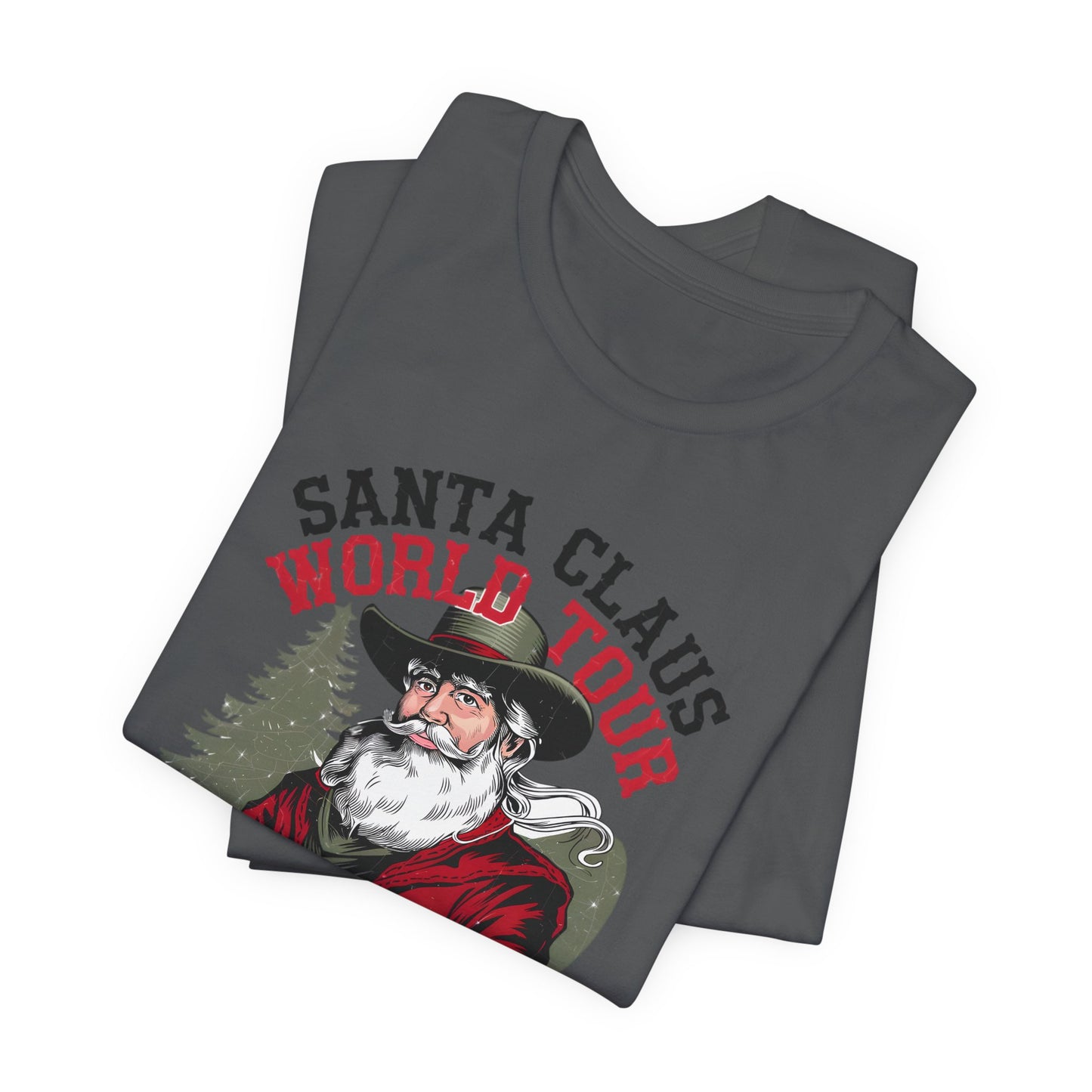 Santa Claus World tour Unisex Jersey Short Sleeve Tee - sizes S - 3X - Rocking around the Christmas Tree
