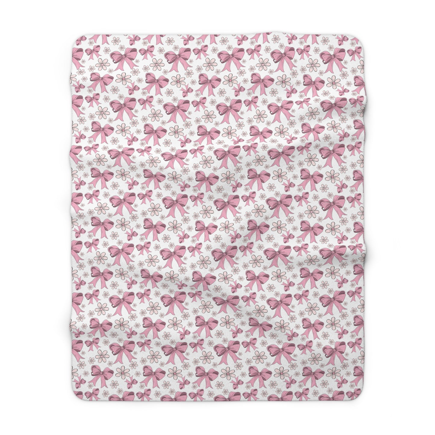 Sherpa Fleece Blanket - Pretty Pink Bows and Flowers, Warm Cozy Comfy - 2 sizes