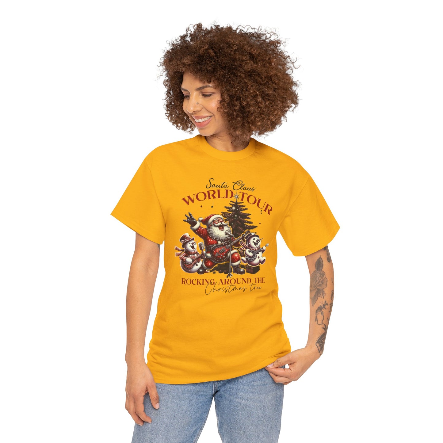 Santa Rocking around the Christmas Tree Unisex Heavy Cotton T-shirt - size S - 5X