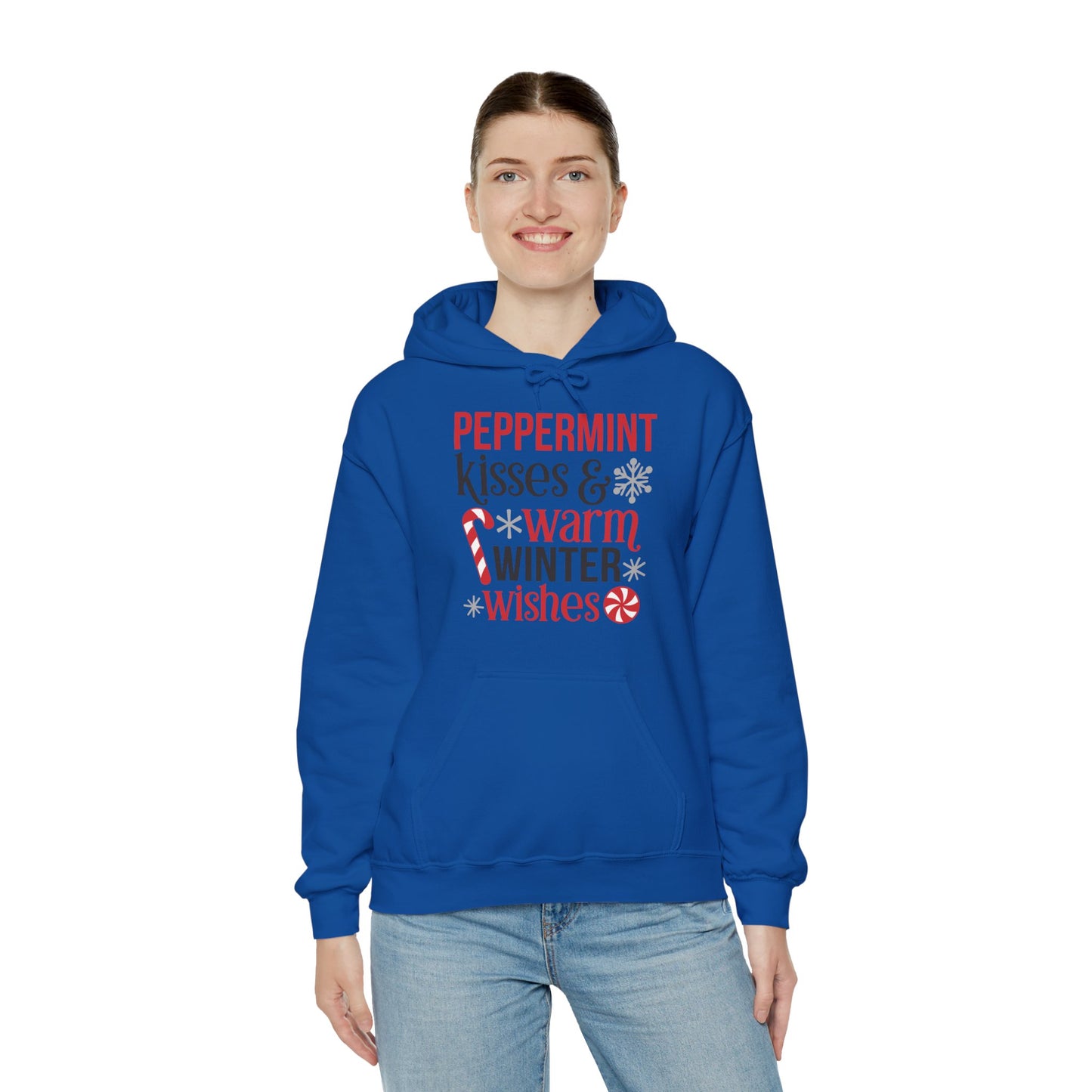Peppermint Kisses and Warm Winter Wishes Unisex Heavy Blend™ Hooded Sweatshirt - sizes S - 3X
