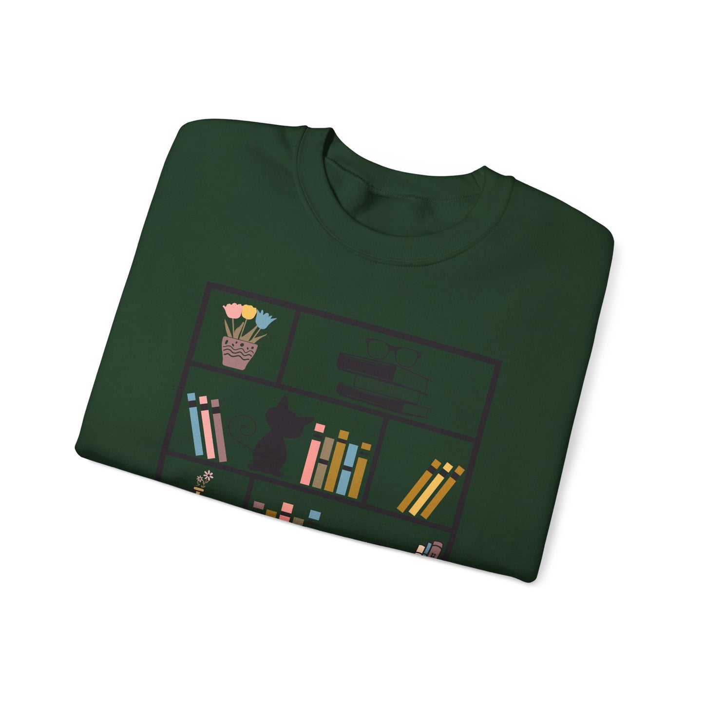 Unisex Heavy Blend™ Crewneck Sweatshirt - cute bookshelf with cat - sizes S - 3X