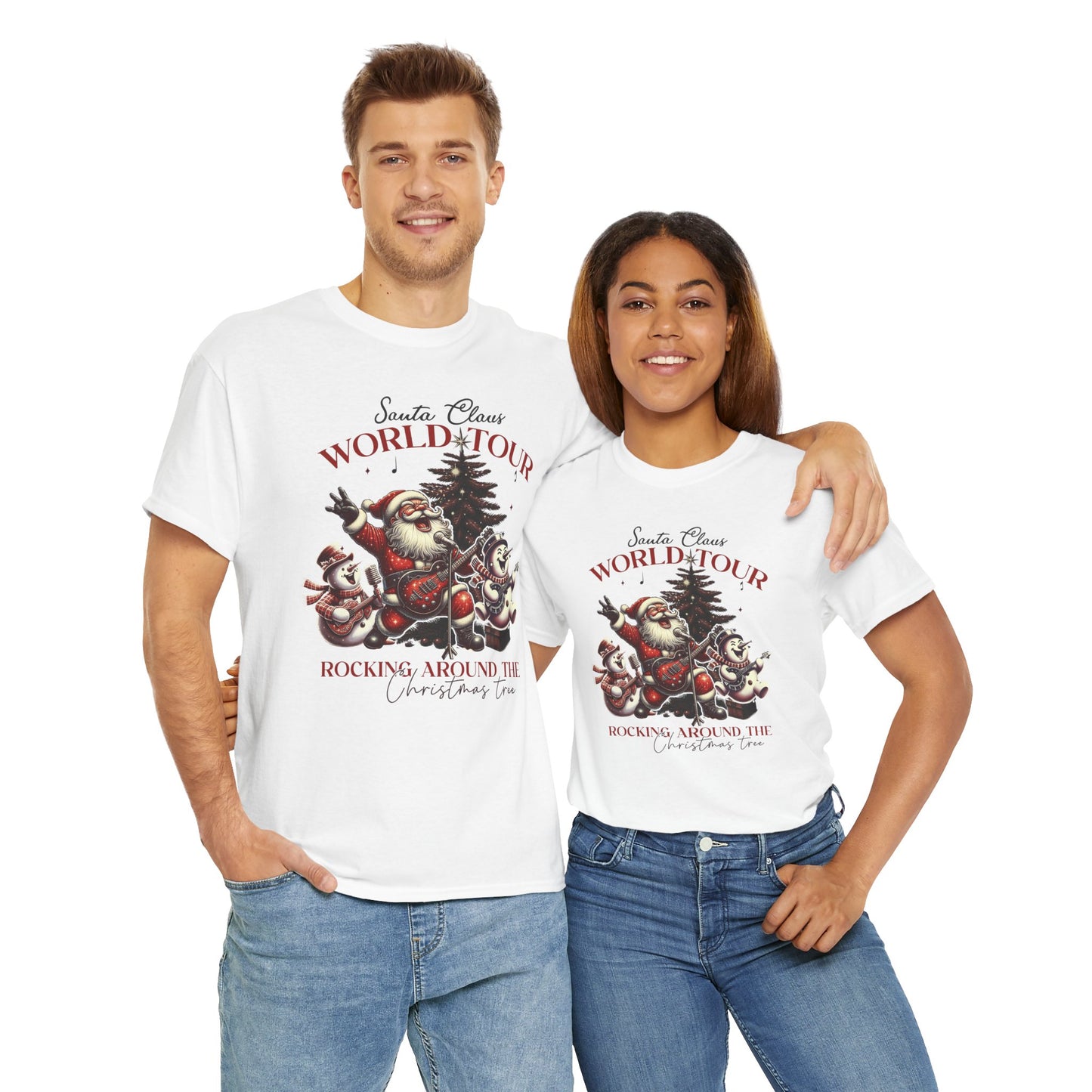 Santa Rocking around the Christmas Tree Unisex Heavy Cotton T-shirt - size S - 5X
