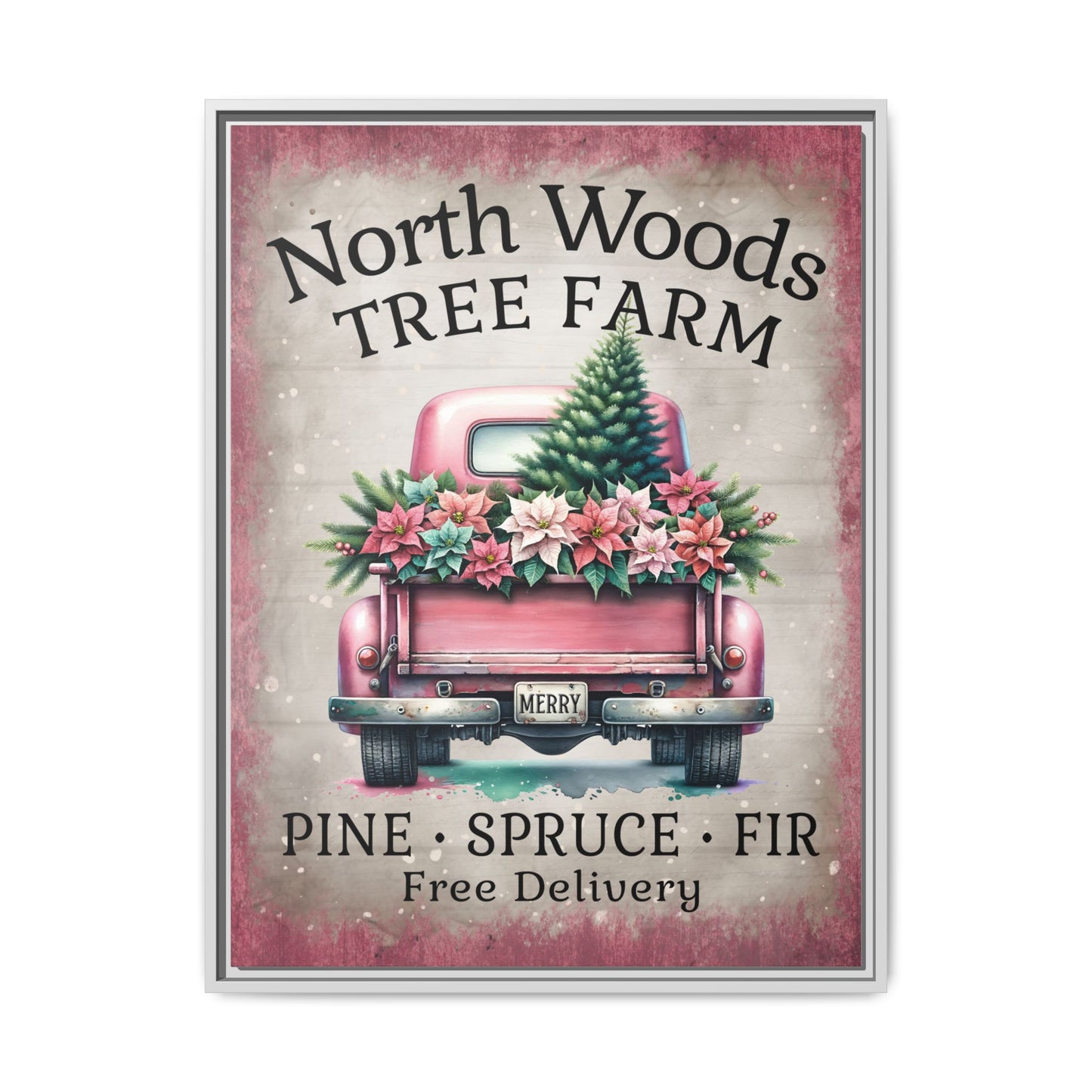 North Woods Tree Farm Matte Canvas, Framed (Multi-color)
