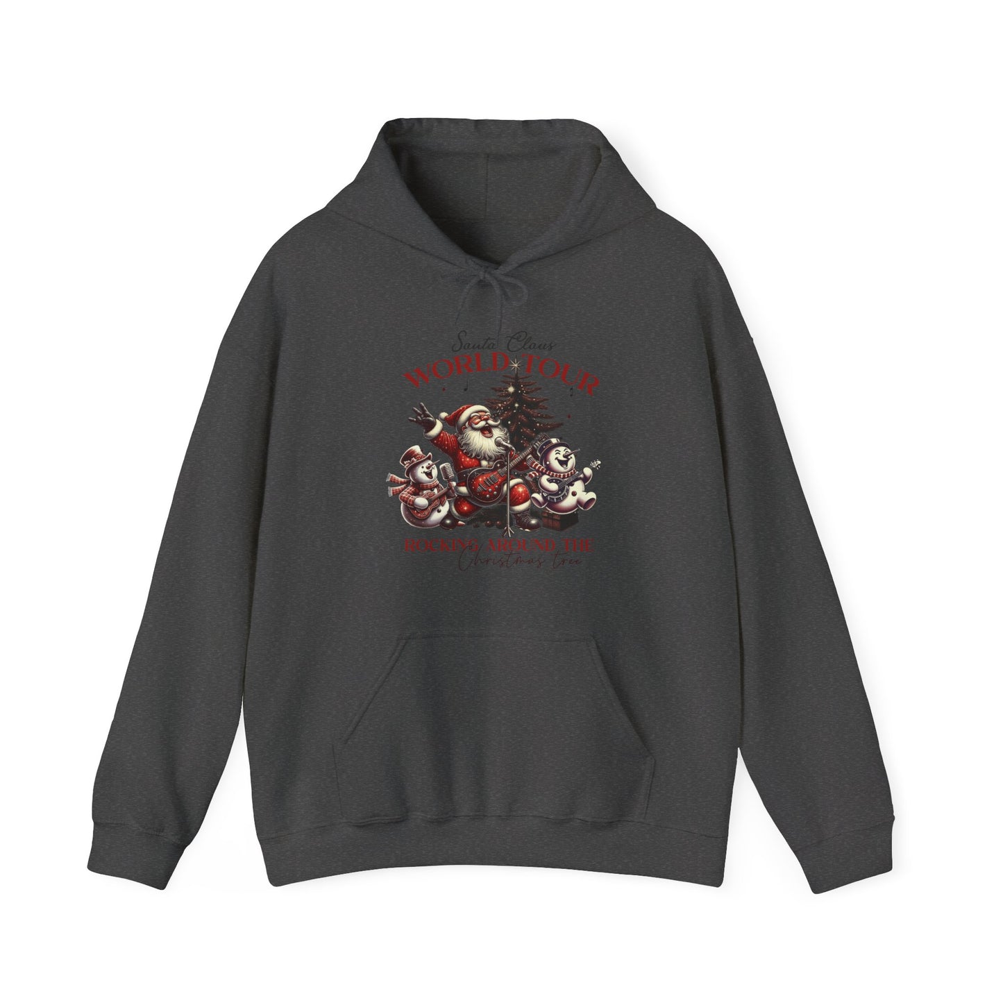 Santa Rocking Around the Christmas Tree Unisex Heavy Blend™ Hooded Sweatshirt - sizes S -3X