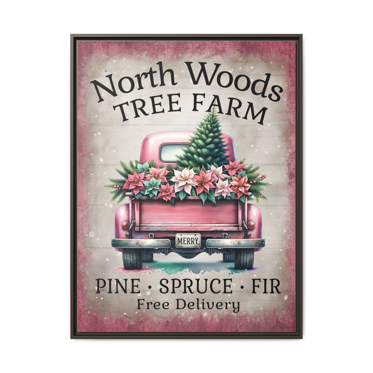 North Woods Tree Farm Matte Canvas, Framed (Multi-color)