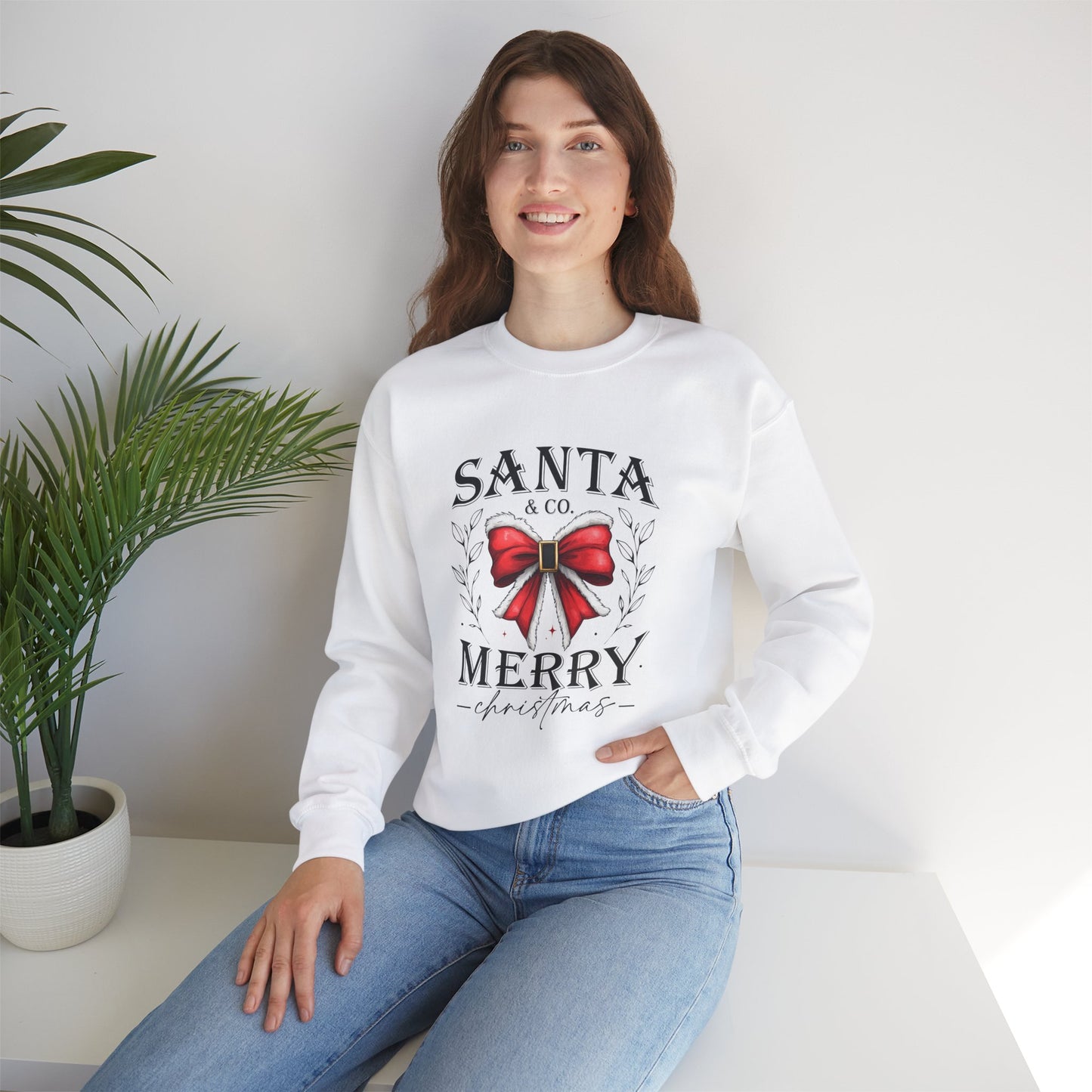Merry Christmas Bow Sweatshirt - Unisex Heavy Blend Crewneck Sweatshirt - sizes S - 5X
