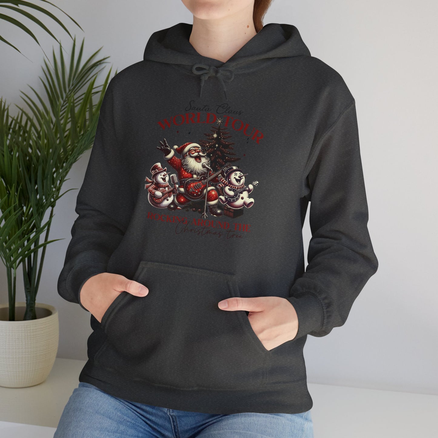 Santa Rocking Around the Christmas Tree Unisex Heavy Blend™ Hooded Sweatshirt - sizes S -3X