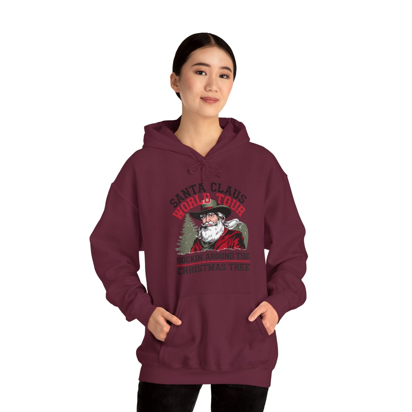 Santa Claus World Tour Unisex Heavy Blend™ Hooded Sweatshirt - sizes S - 3X - Rocking Around the Christmas Tree