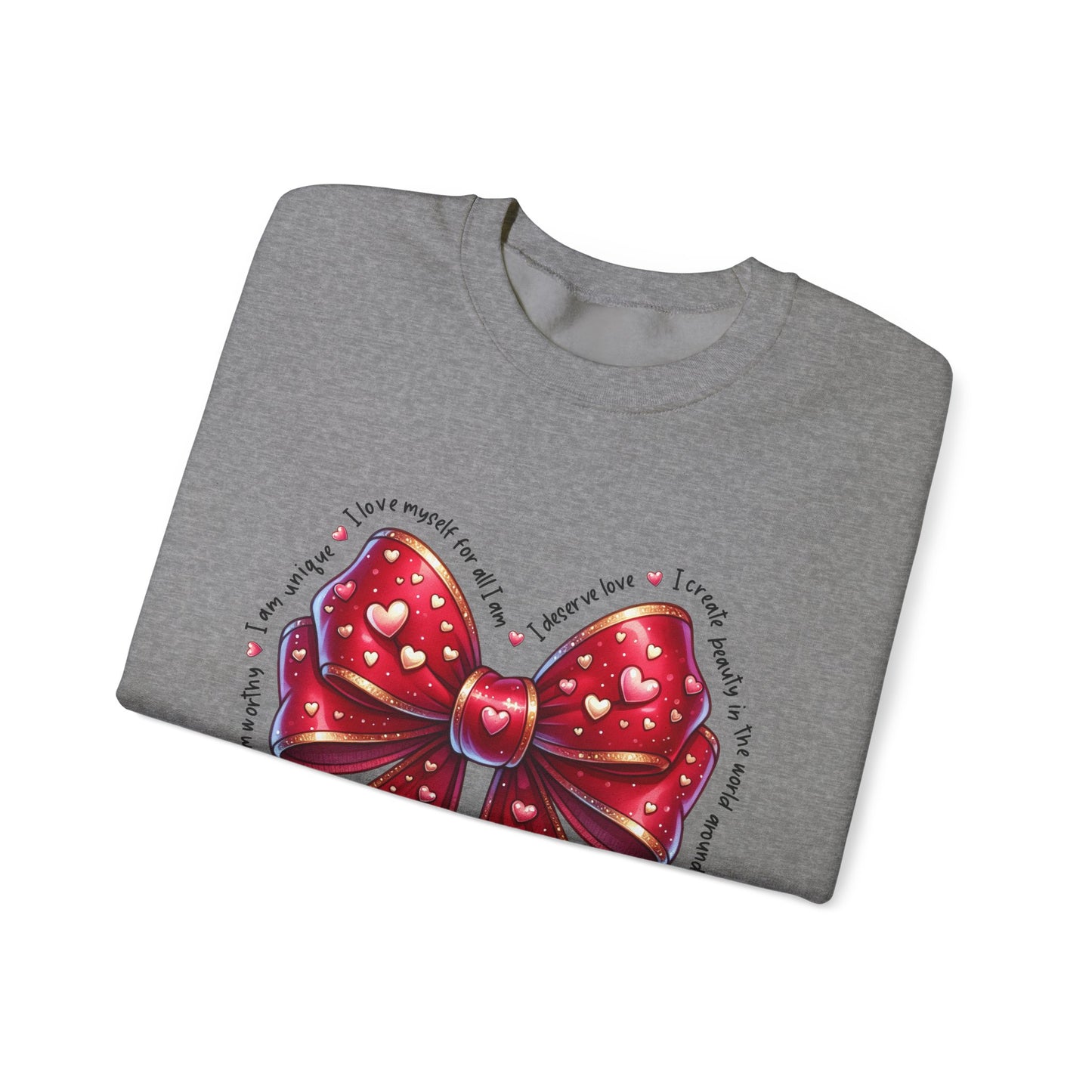 Bow Unisex Heavy Blend Crewneck Sweatshirt - Valentine's Day Warm & Cozy Girly Design