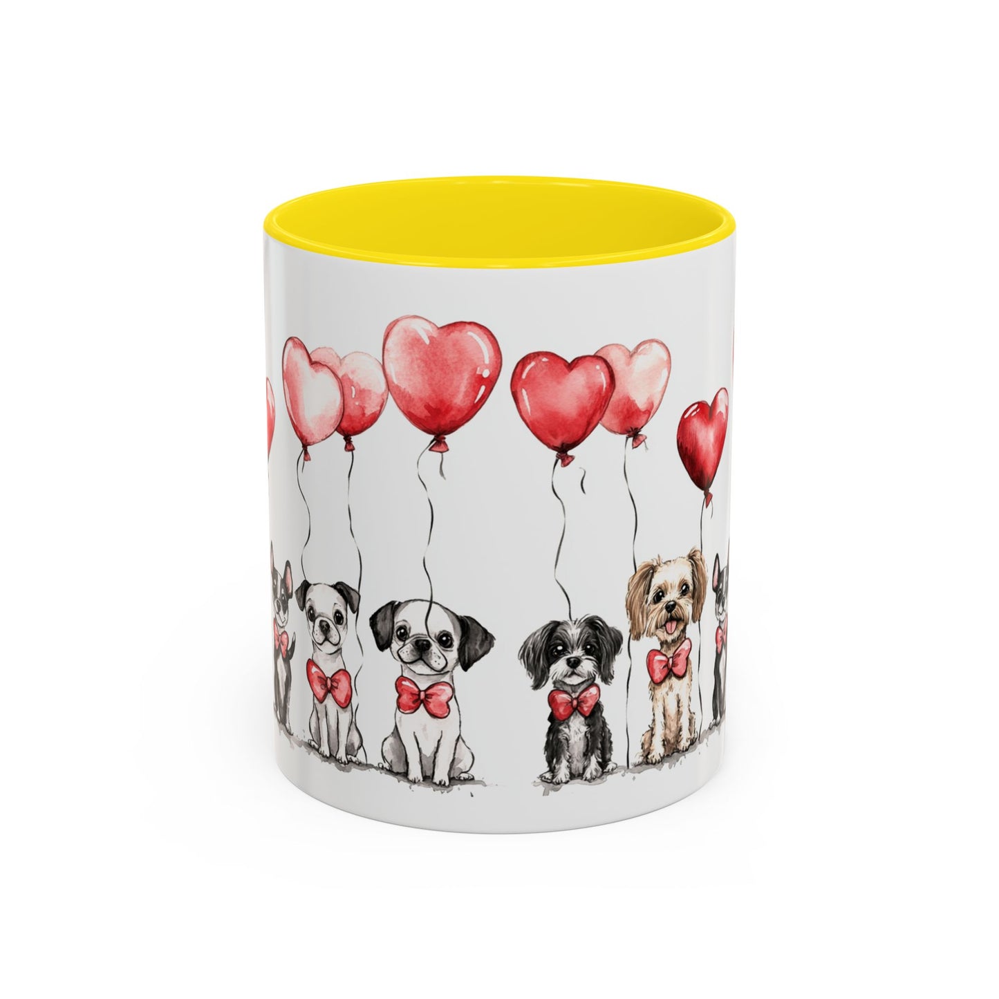 Coffee Mug - Puppy Love Valentine's Day, Cute Dogs and Heart Balloons, 11oz and 15oz, Ceramic