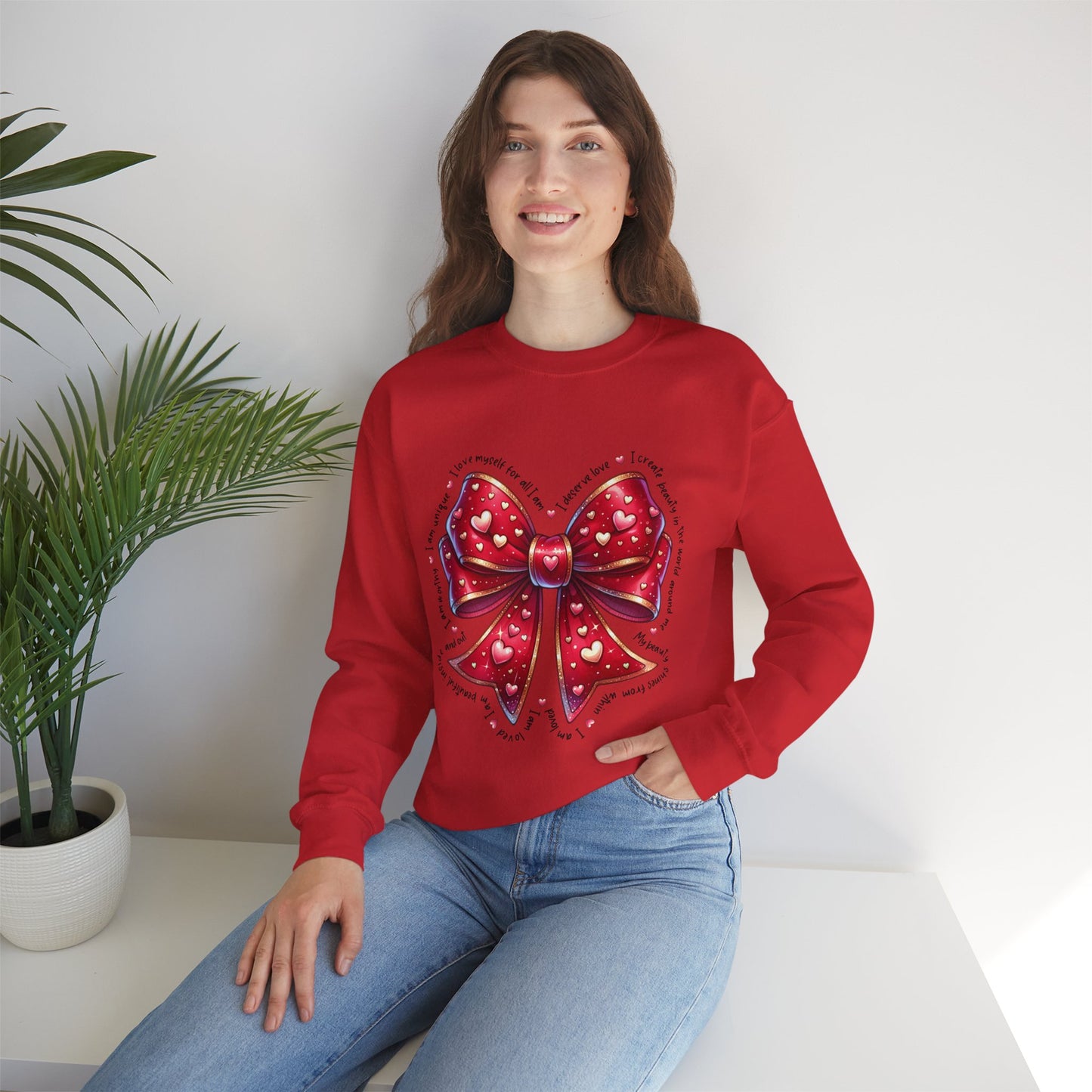 Red Bow Crewneck Sweatshirt - Valentine's Day Gift