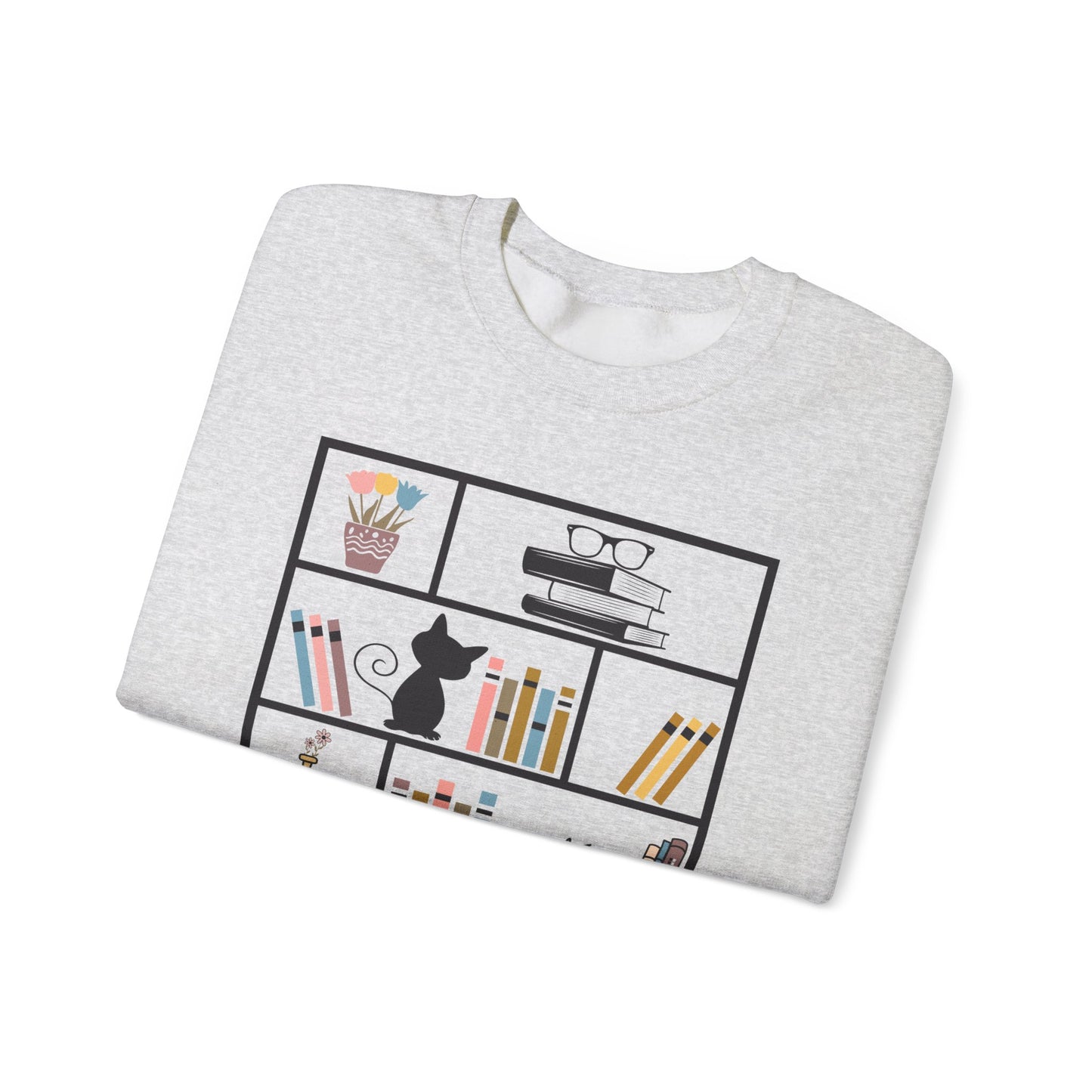 Unisex Heavy Blend™ Crewneck Sweatshirt - cute bookshelf with cat - sizes S - 3X