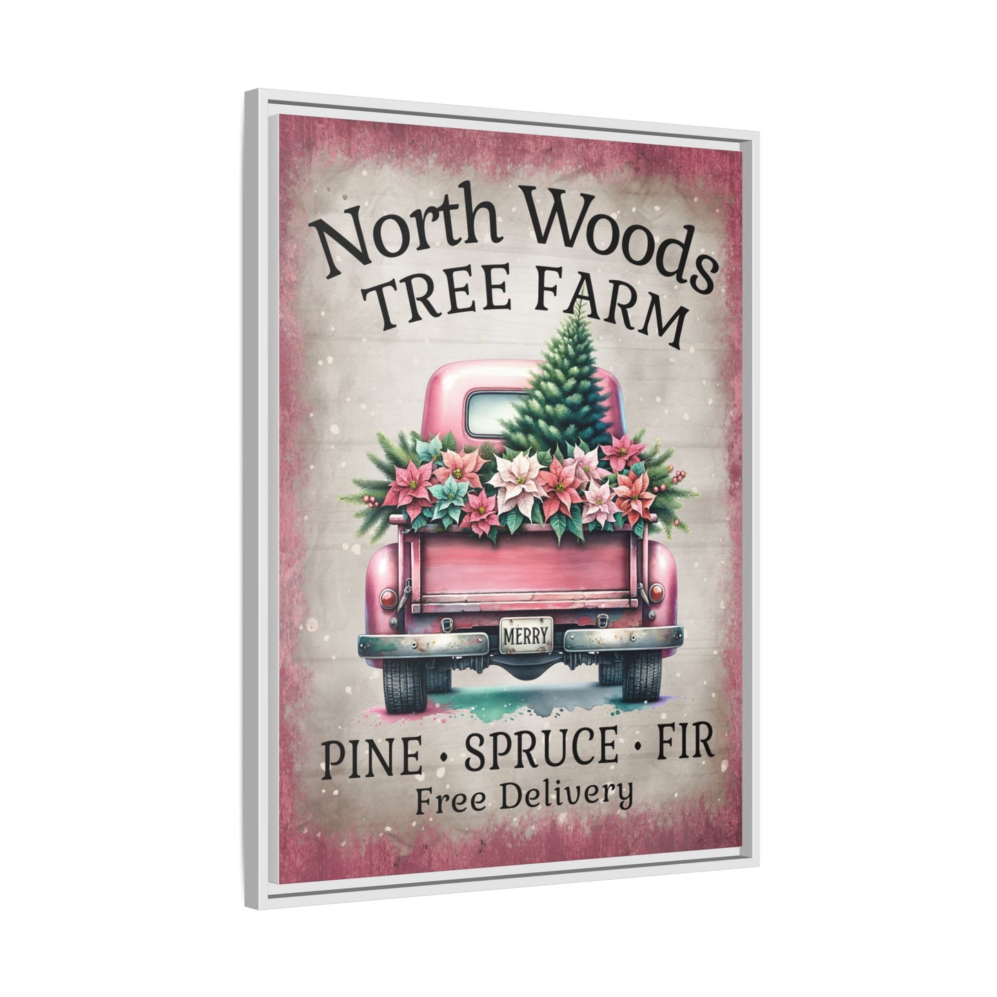 North Woods Tree Farm Matte Canvas, Framed (Multi-color)