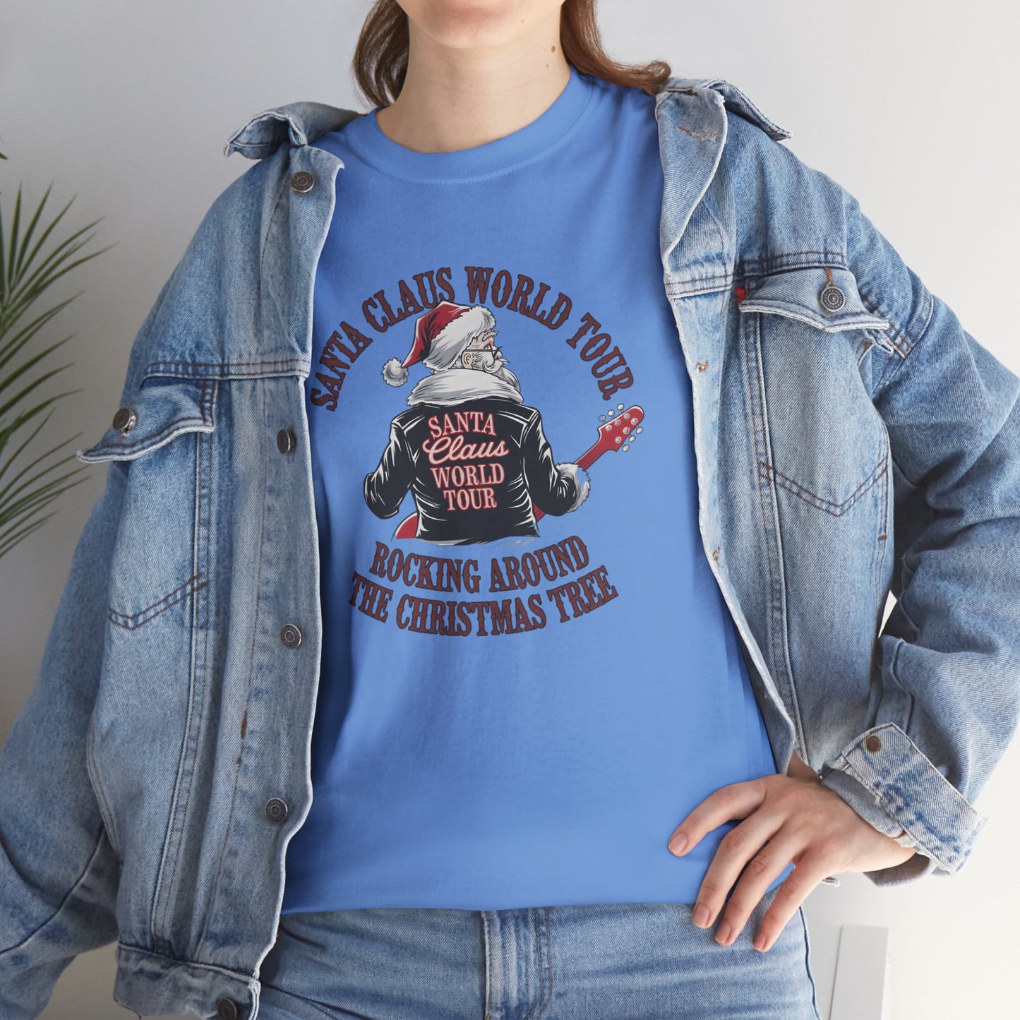 Santa Claus World Tour Unisex Heavy Cotton Tee - sizes S - 3X - Rocking around the Christmas Tree
