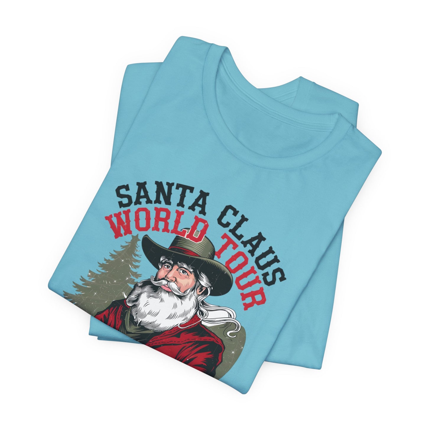 Santa's World Tour Rocking around the Christmas Tree Unisex Jersey Short Sleeve Tee - sizes S - 3X