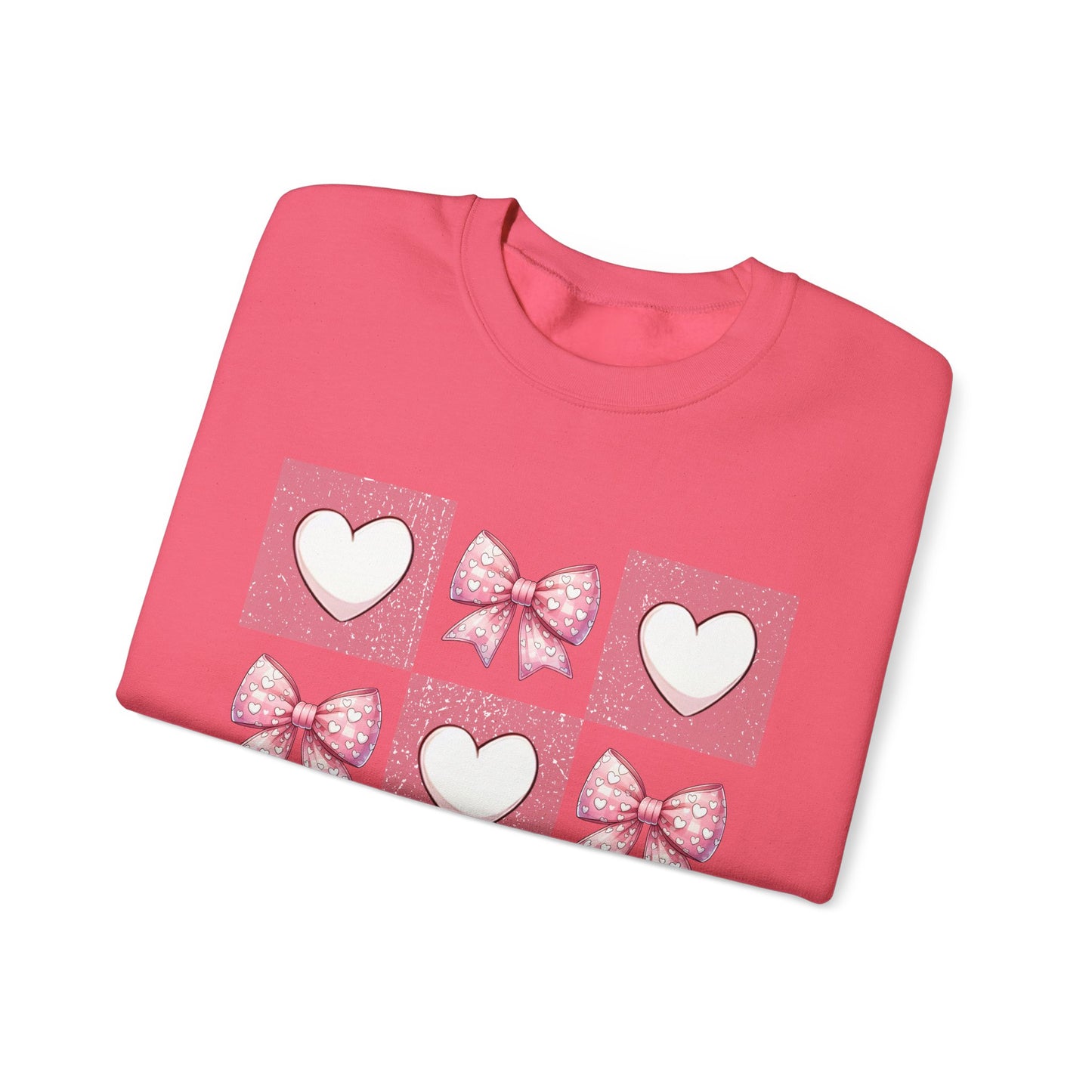 Hearts and Bows Unisex Heavy Blend Crewneck Sweatshirt - Valentine's Day Pattern