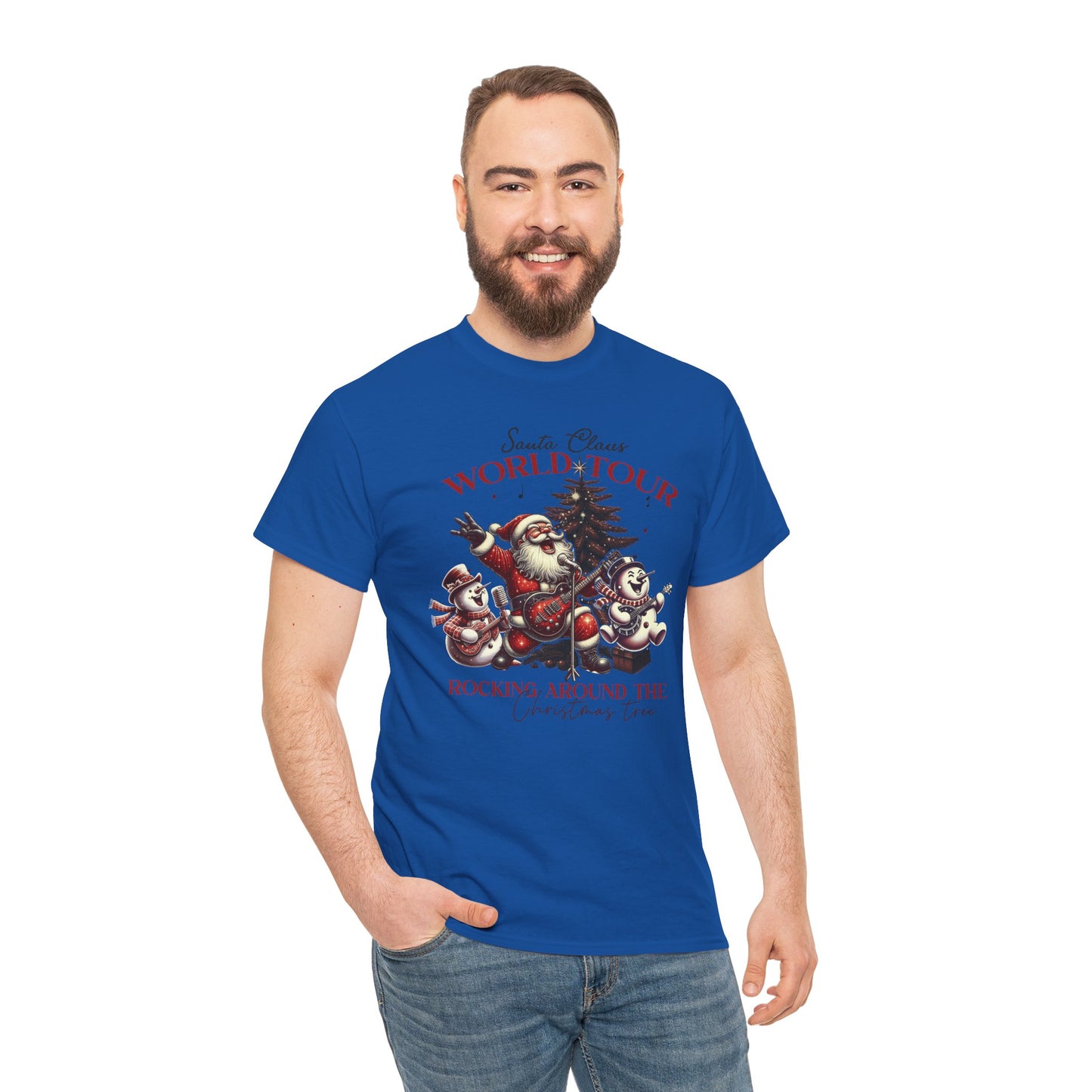 Santa Rocking around the Christmas Tree Unisex Heavy Cotton T-shirt - size S - 5X