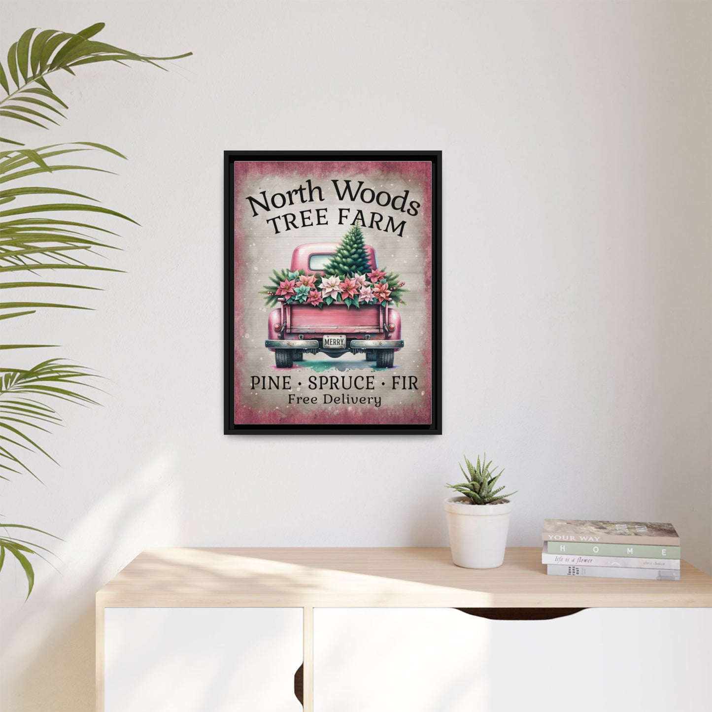 North Woods Tree Farm Matte Canvas, Framed (Multi-color)