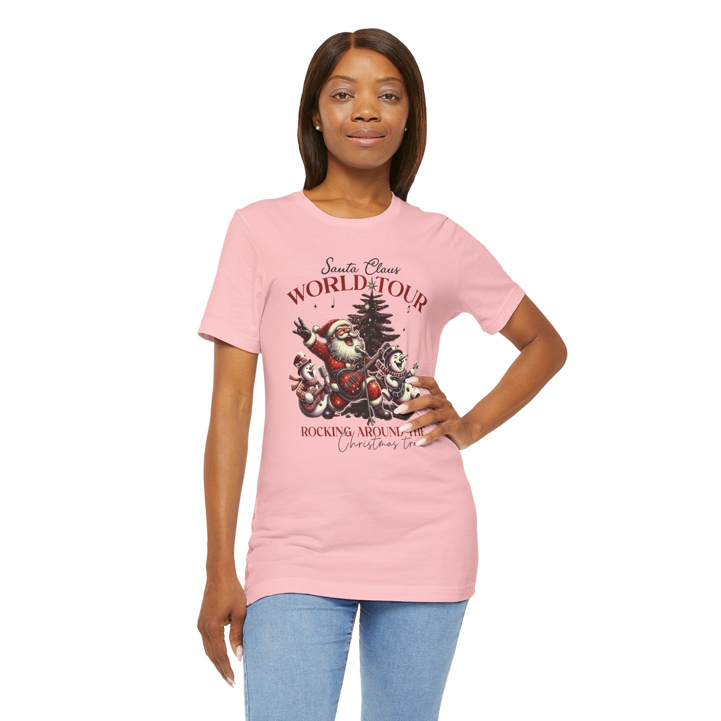 Santa Rocking Around the Christmas Tree Unisex Jersey Short Sleeve T-shirt - sizes S - 3X