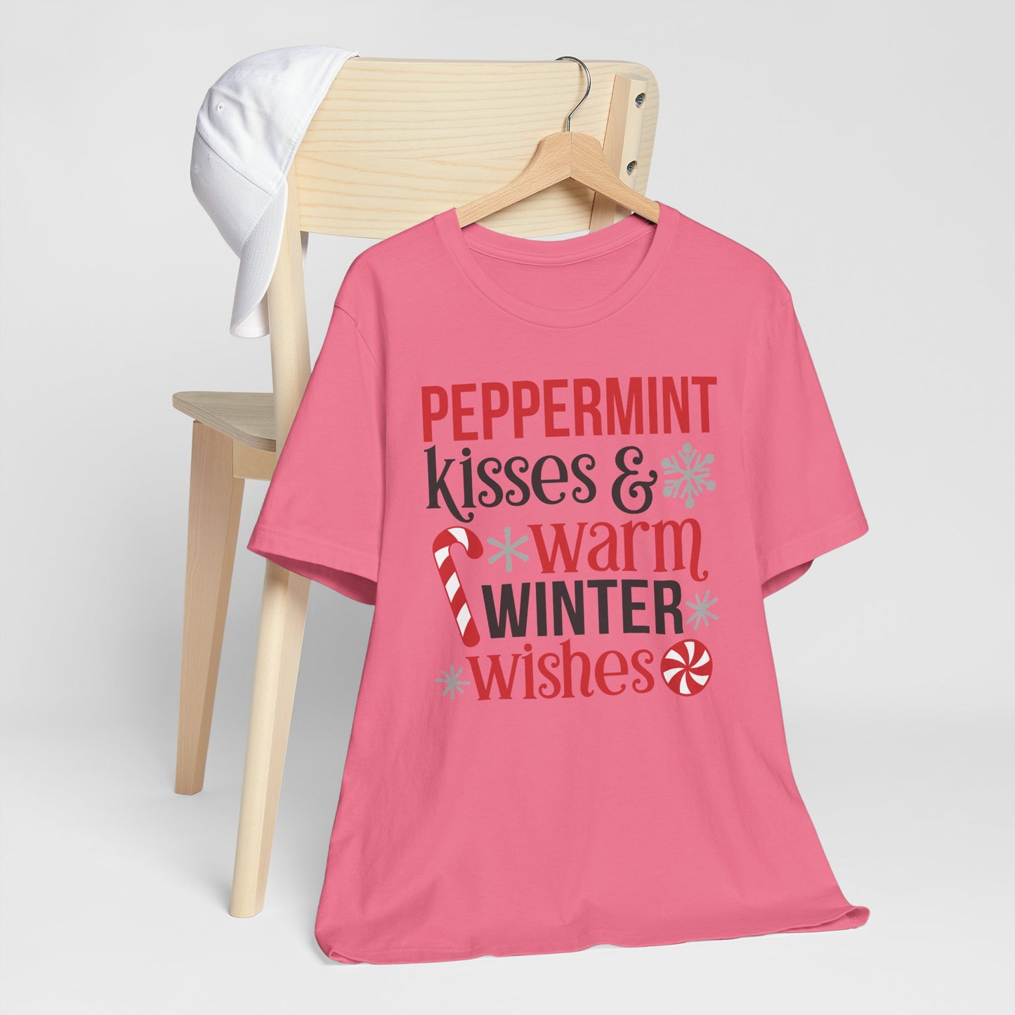 Peppermint Kisses and Warm Winter wishes Unisex Jersey Short Sleeve T-shirt - sizes S - 3X
