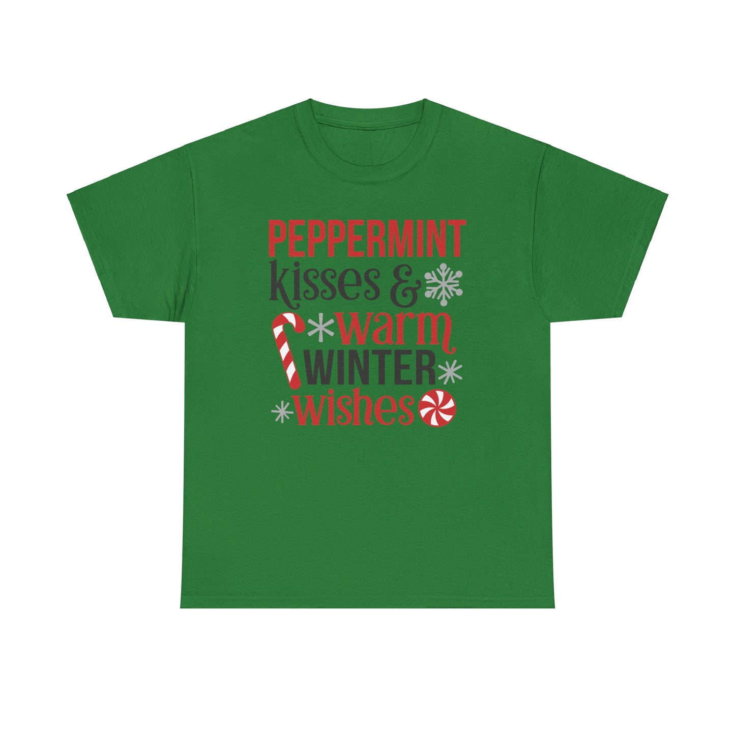 Peppermint Kisses and warm winter wishes Unisex Heavy Cotton Tee - sizes S - 5X