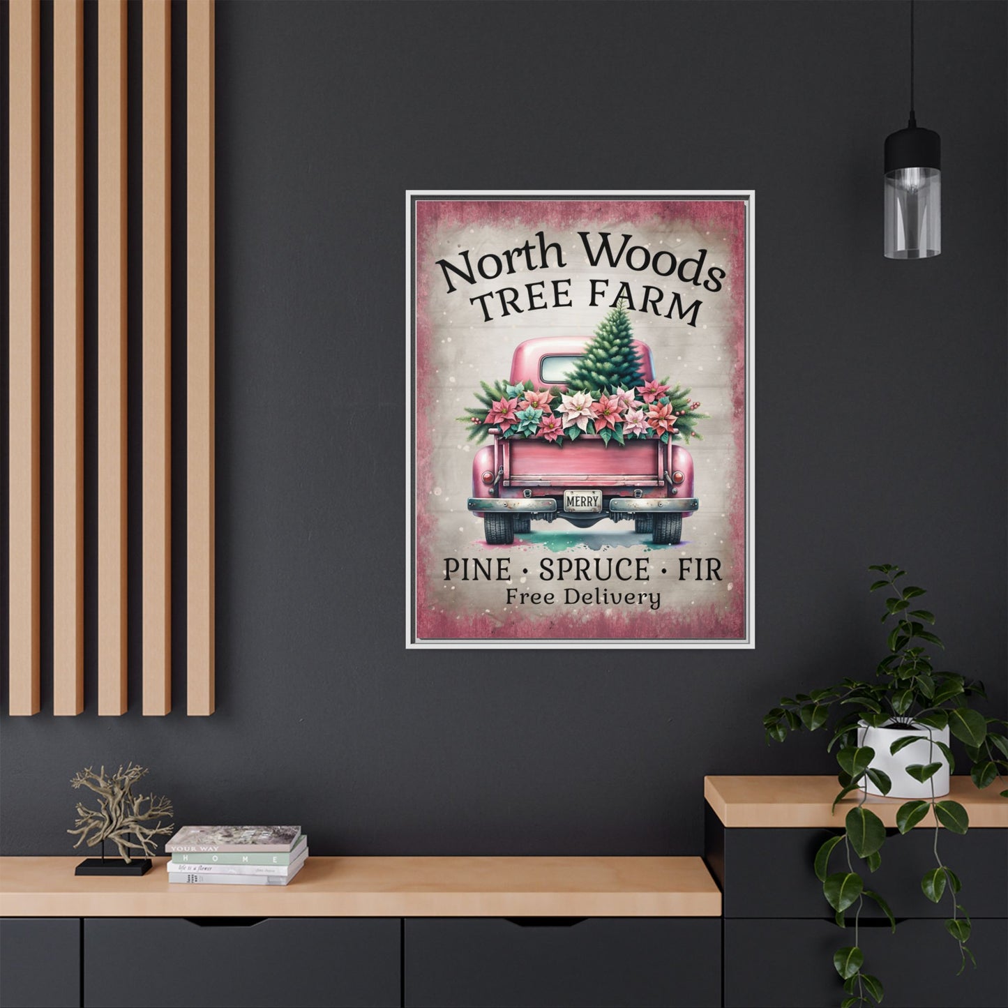 North Woods Tree Farm Matte Canvas, Framed (Multi-color)