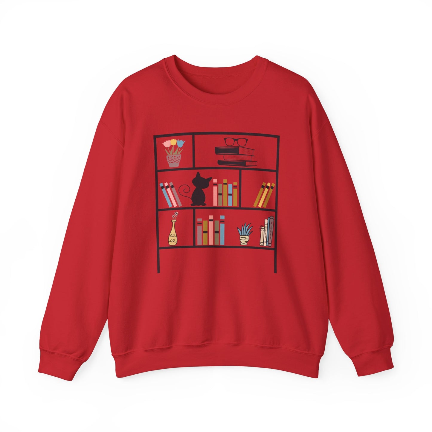 Unisex Heavy Blend™ Crewneck Sweatshirt - cute bookshelf with cat - sizes S - 3X