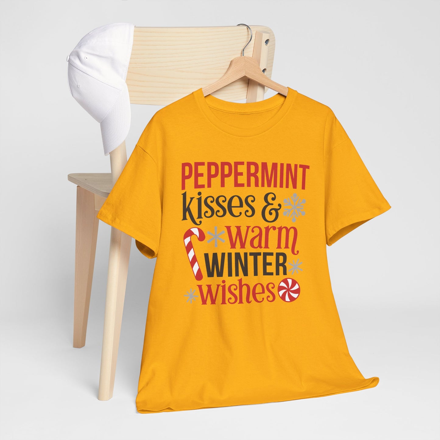 Peppermint Kisses and warm winter wishes Unisex Heavy Cotton Tee - sizes S - 5X