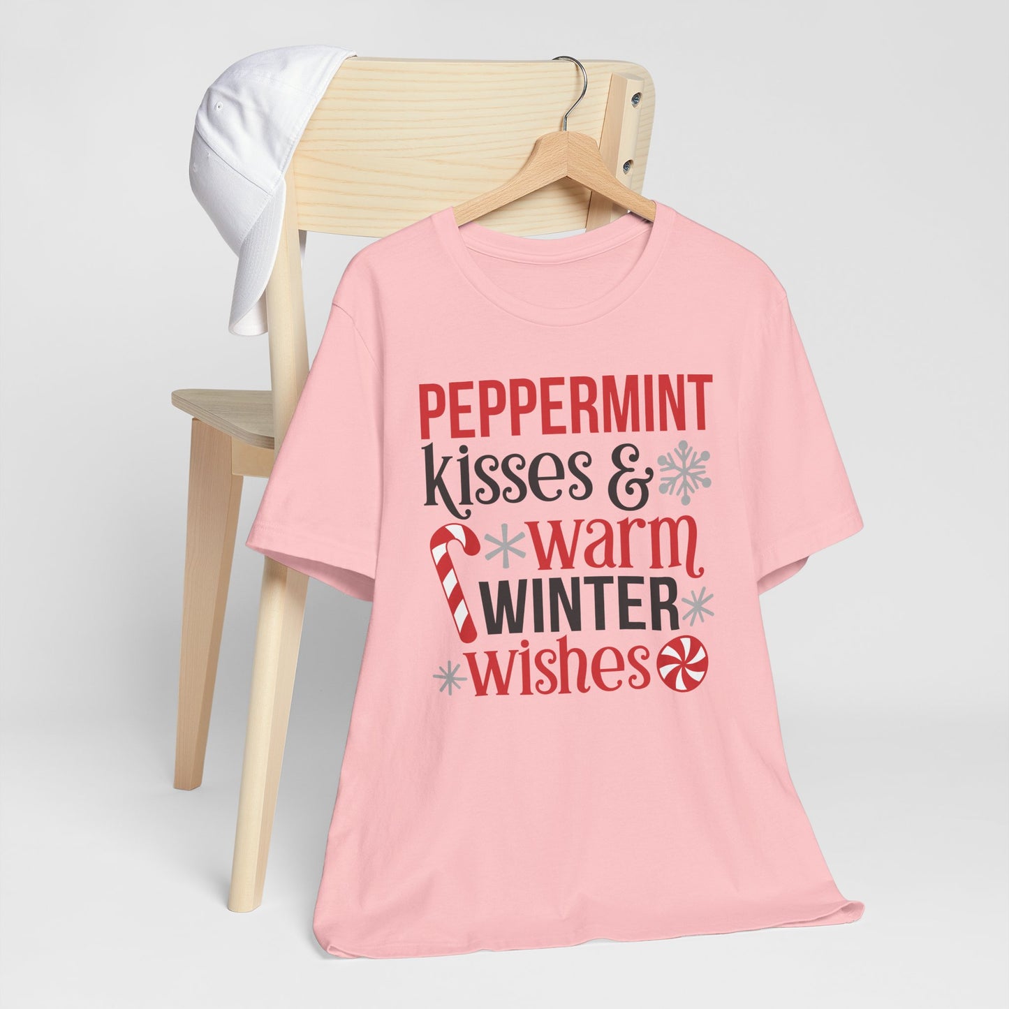 Peppermint Kisses and Warm Winter wishes Unisex Jersey Short Sleeve T-shirt - sizes S - 3X