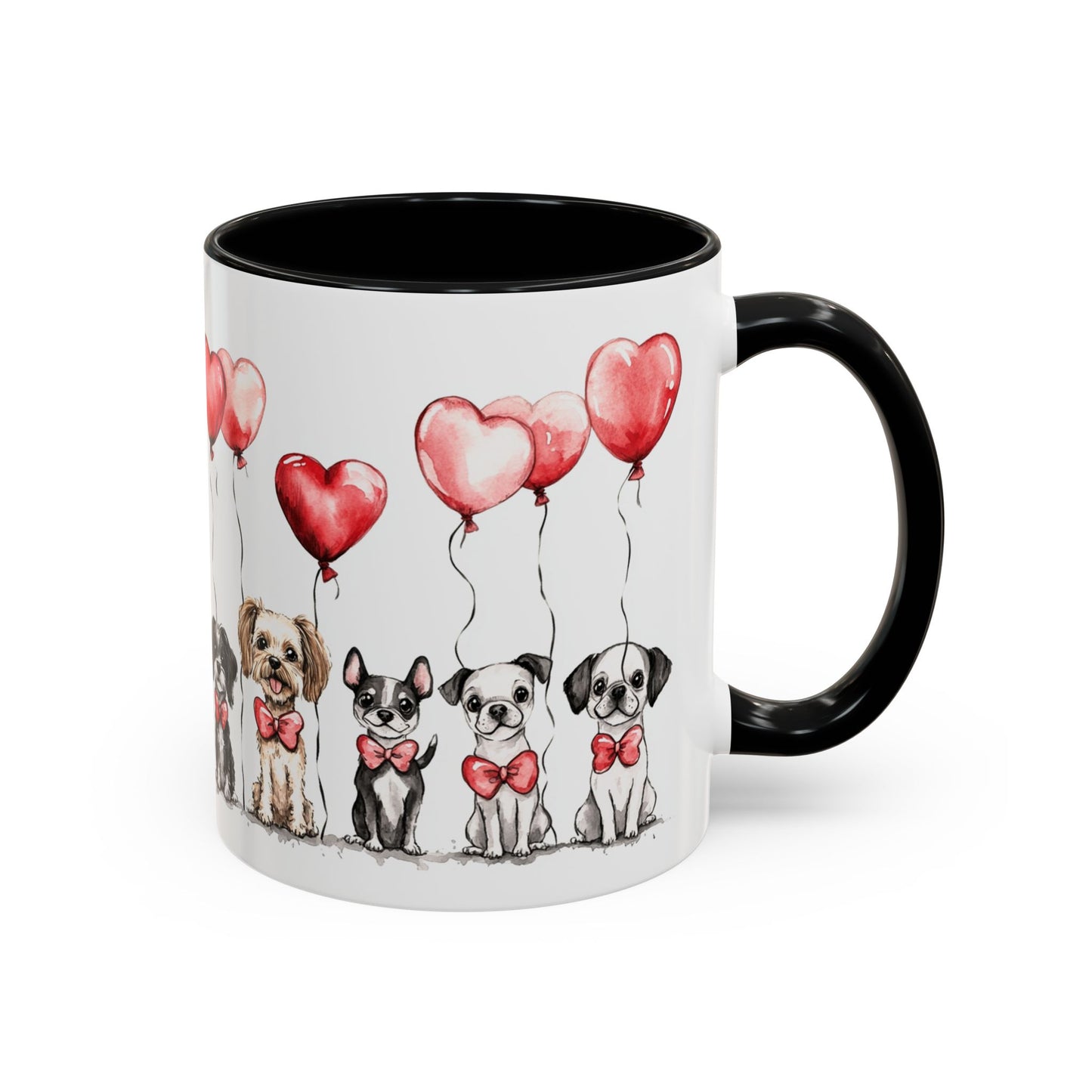 Coffee Mug - Puppy Love Valentine's Day, Cute Dogs and Heart Balloons, 11oz and 15oz, Ceramic