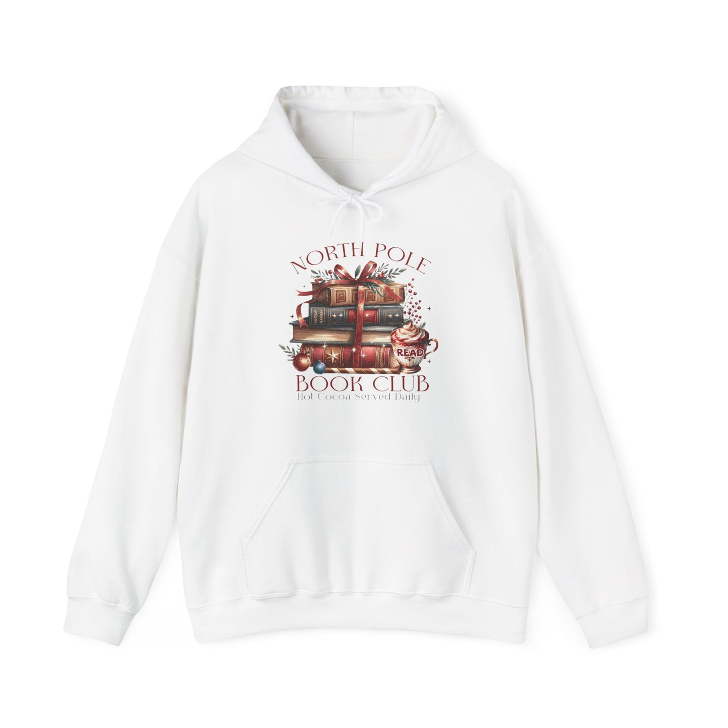 North Pole Book Club Heavy Blend Hoodie - Christmas Book Lover Festive Sweatshirt - sizes S - 5X