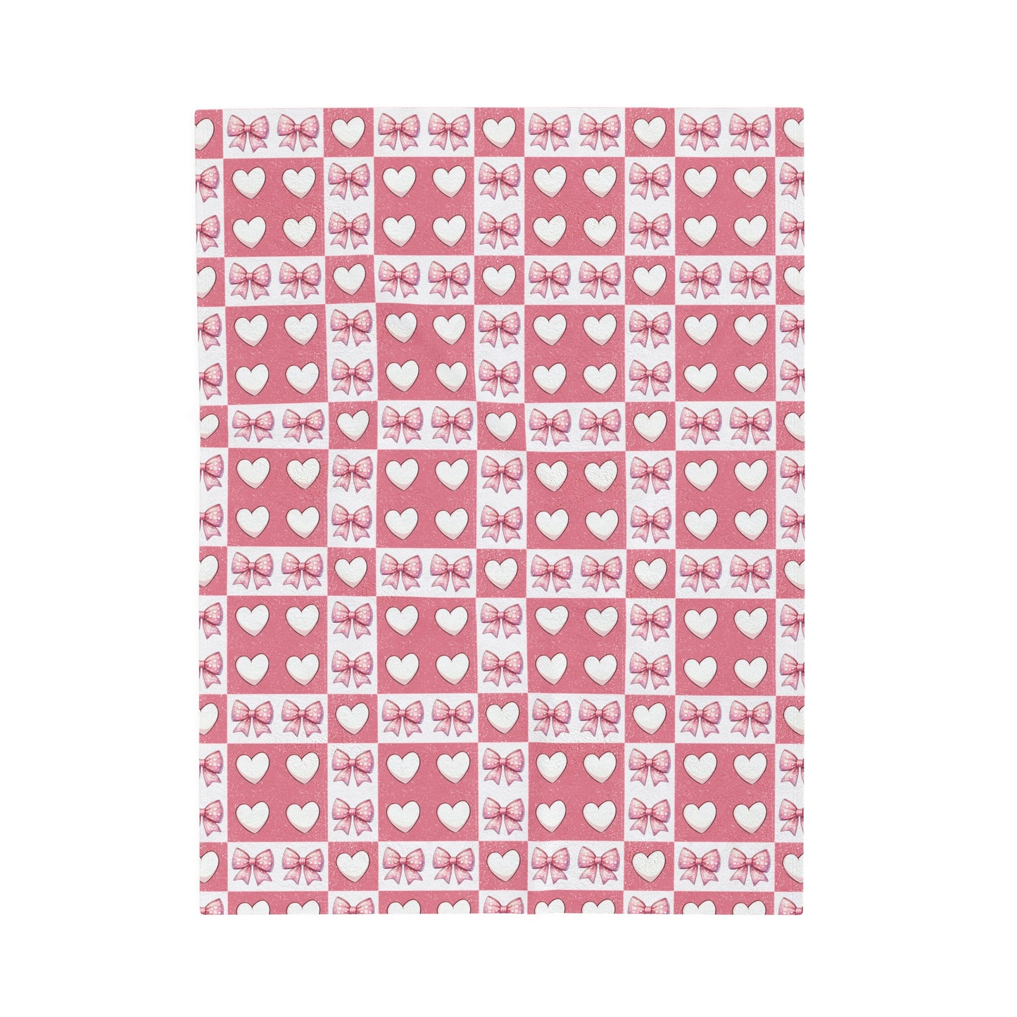 Hearts and Bow Velveteen Plush Blanket
