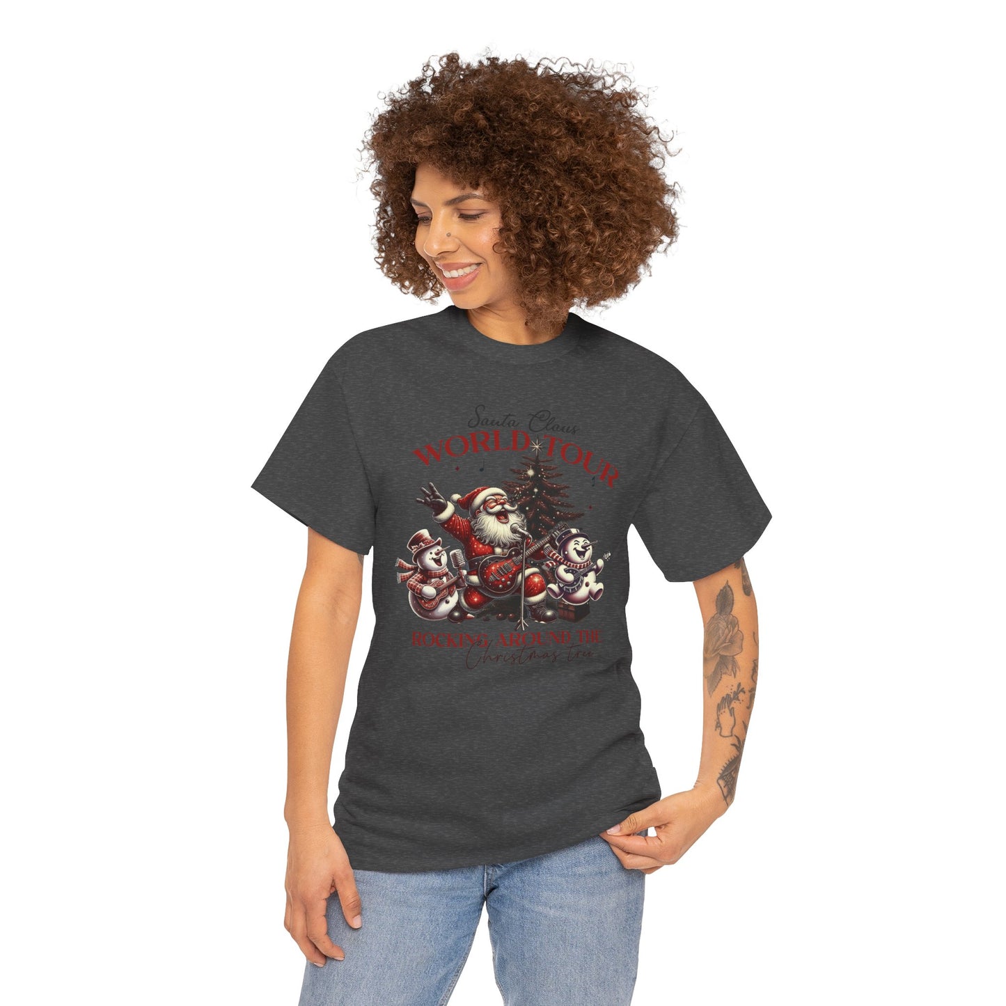 Santa Rocking around the Christmas Tree Unisex Heavy Cotton T-shirt - size S - 5X