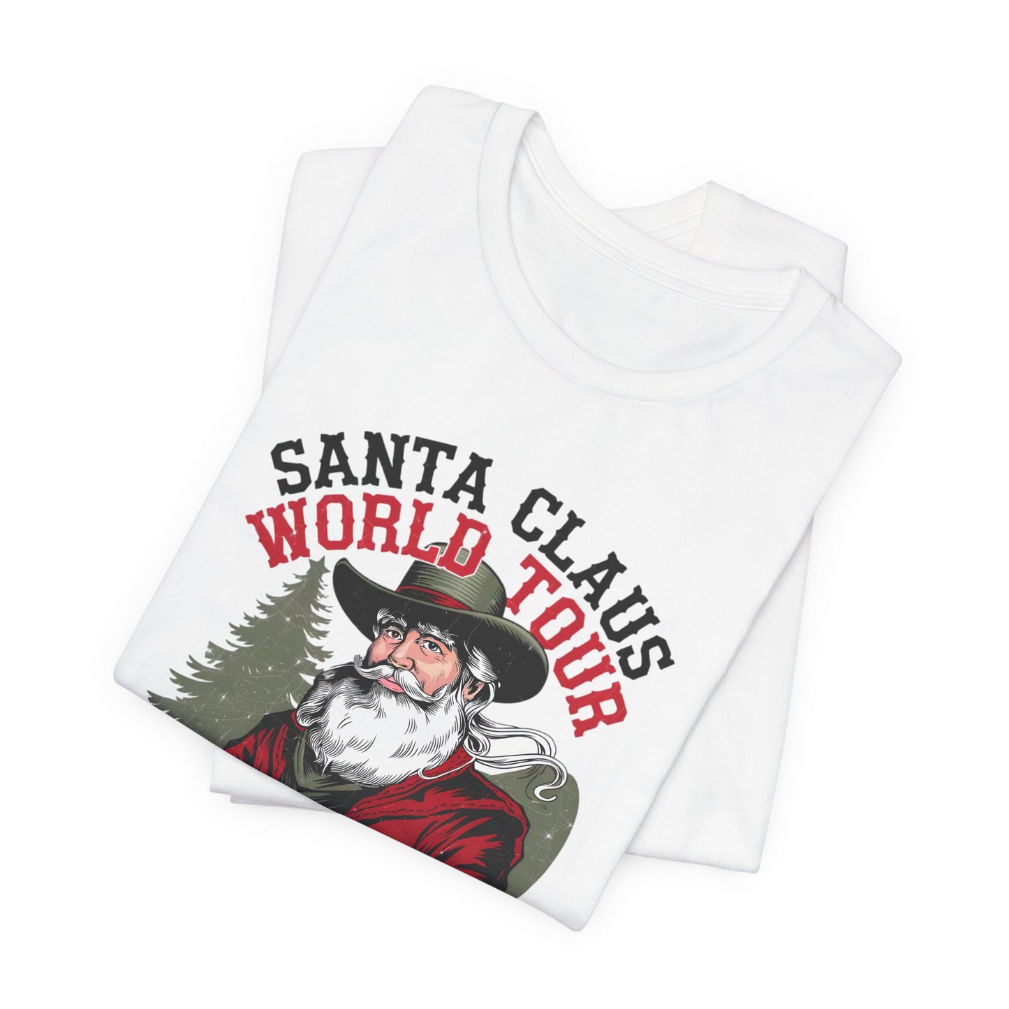 Santa Claus World tour Unisex Jersey Short Sleeve Tee - sizes S - 3X - Rocking around the Christmas Tree
