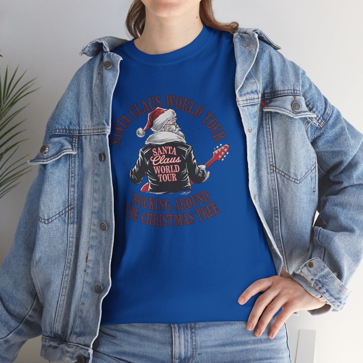 Santa Claus World Tour Unisex Heavy Cotton Tee - sizes S - 3X - Rocking around the Christmas Tree