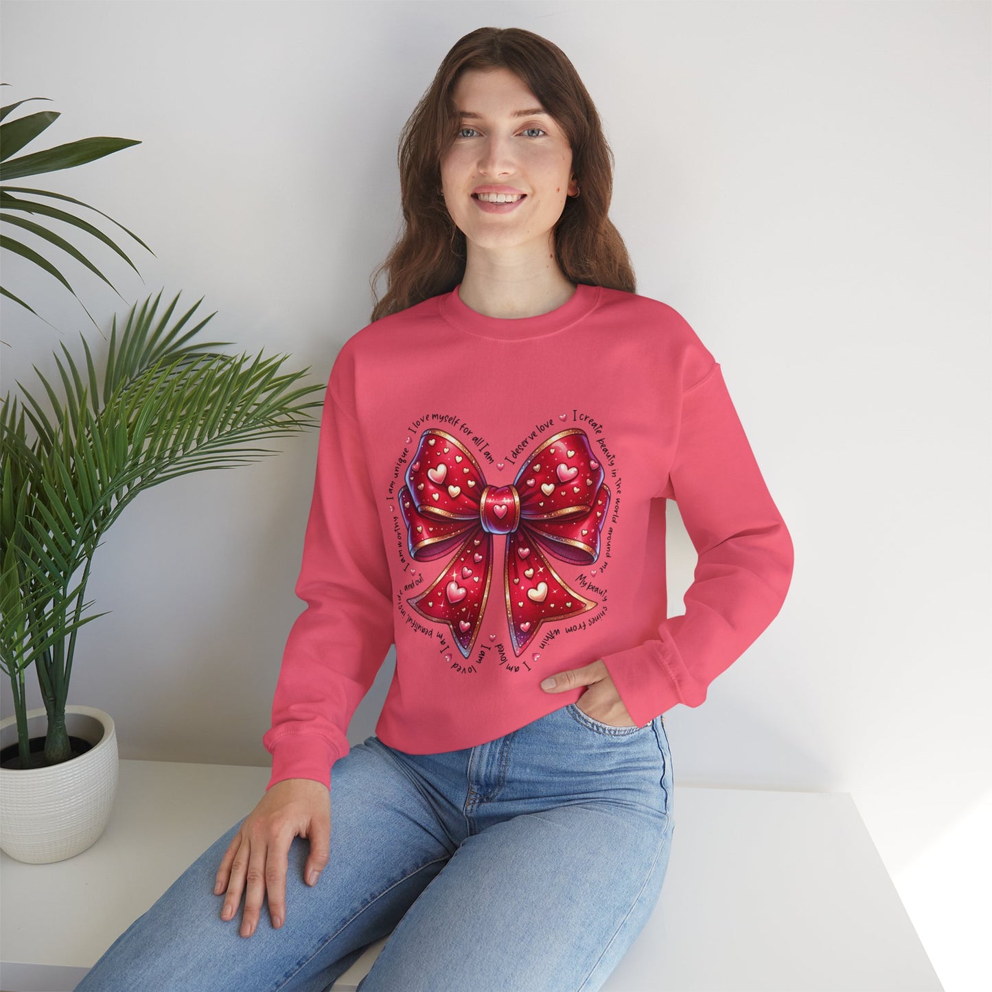 Red Bow Crewneck Sweatshirt - Valentine's Day Gift
