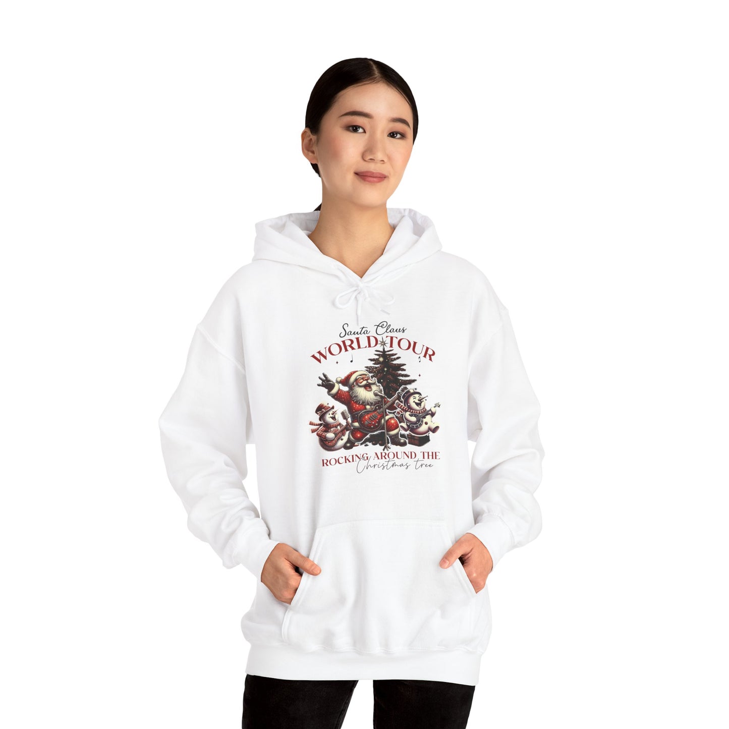 Santa Rocking around the Christmas Tree Unisex Heavy Blend™ Hooded Sweatshirt - sizes S - 5X