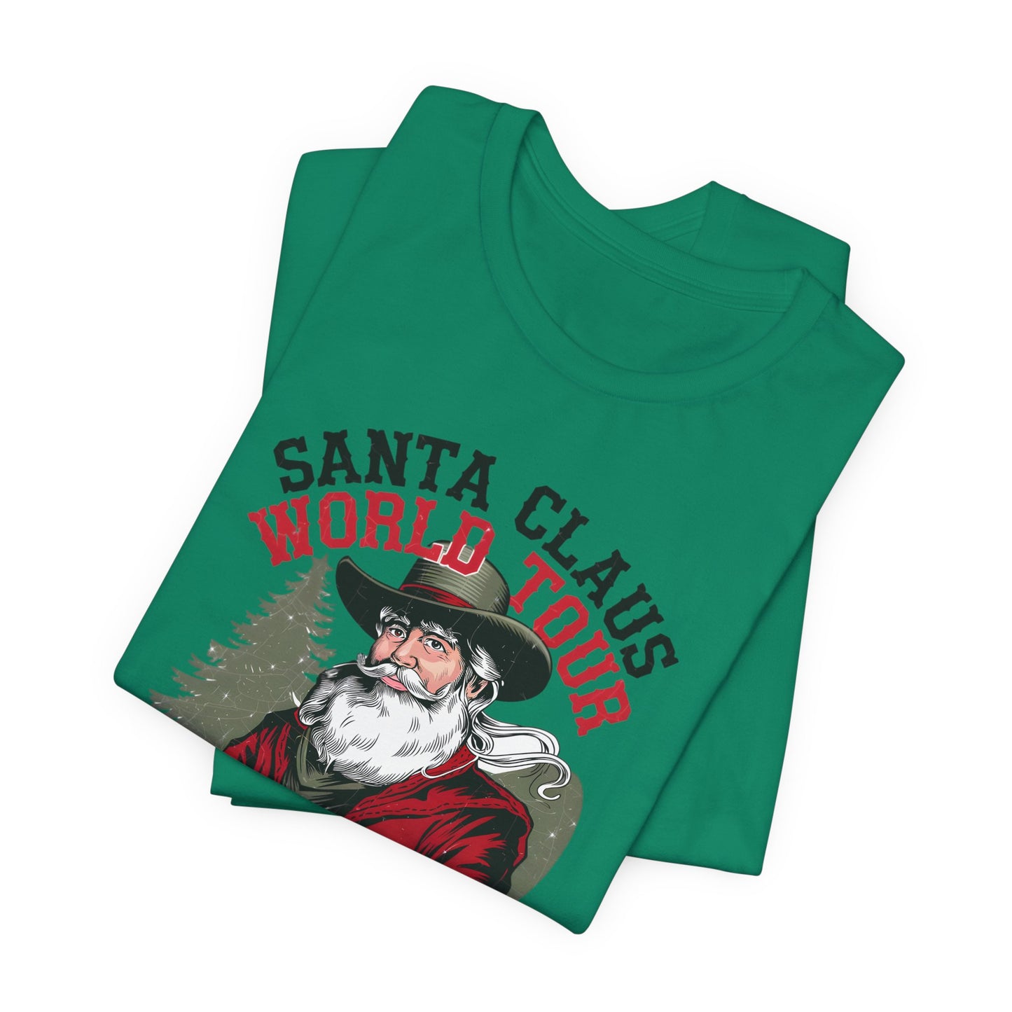 Santa's World Tour Rocking around the Christmas Tree Unisex Jersey Short Sleeve Tee - sizes S - 3X