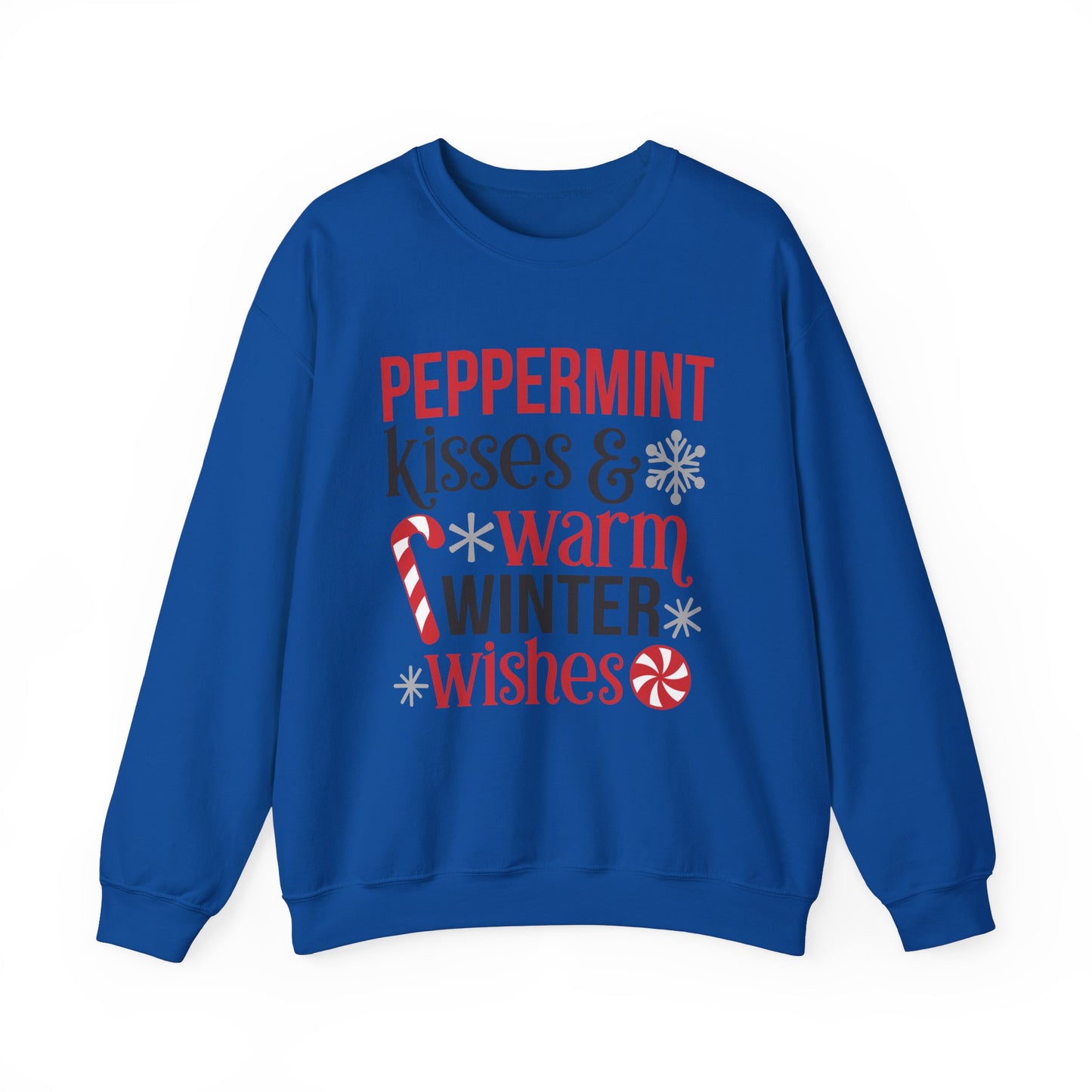Peppermint Kisses and Warm Winter Wishes Unisex Heavy Blend™ Crewneck Sweatshirt - sizes S - 3X