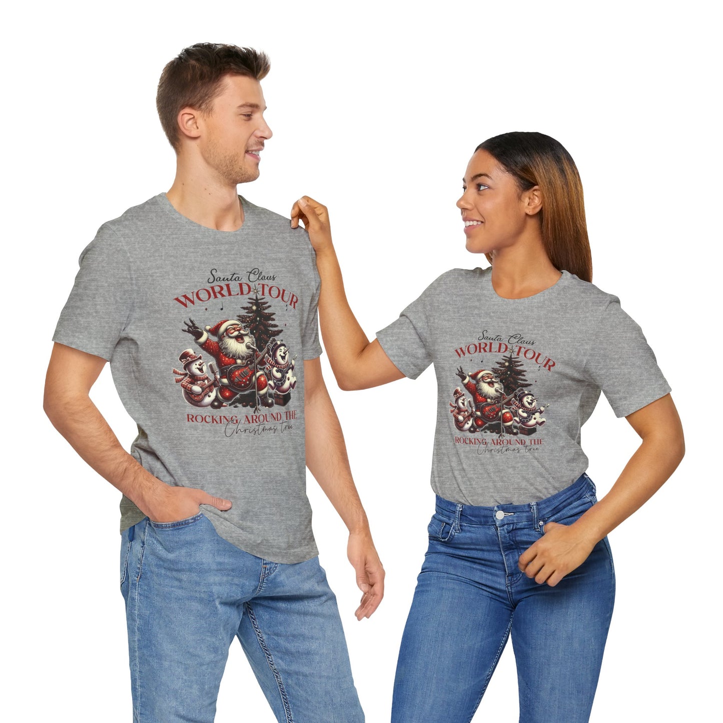 Santa Rocking Around the Christmas Tree Unisex Jersey Short Sleeve T-shirt - sizes S - 3X