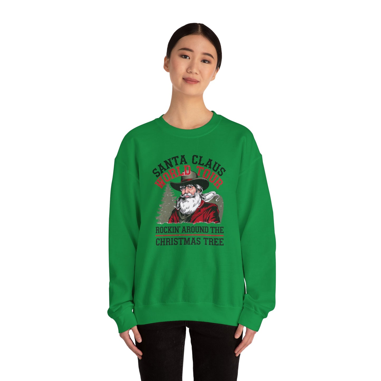 Santa Claus World Tour Unisex Heavy Blend™ Crewneck Sweatshirt - sizes S - 3X - Rocking around the Christmas Tree