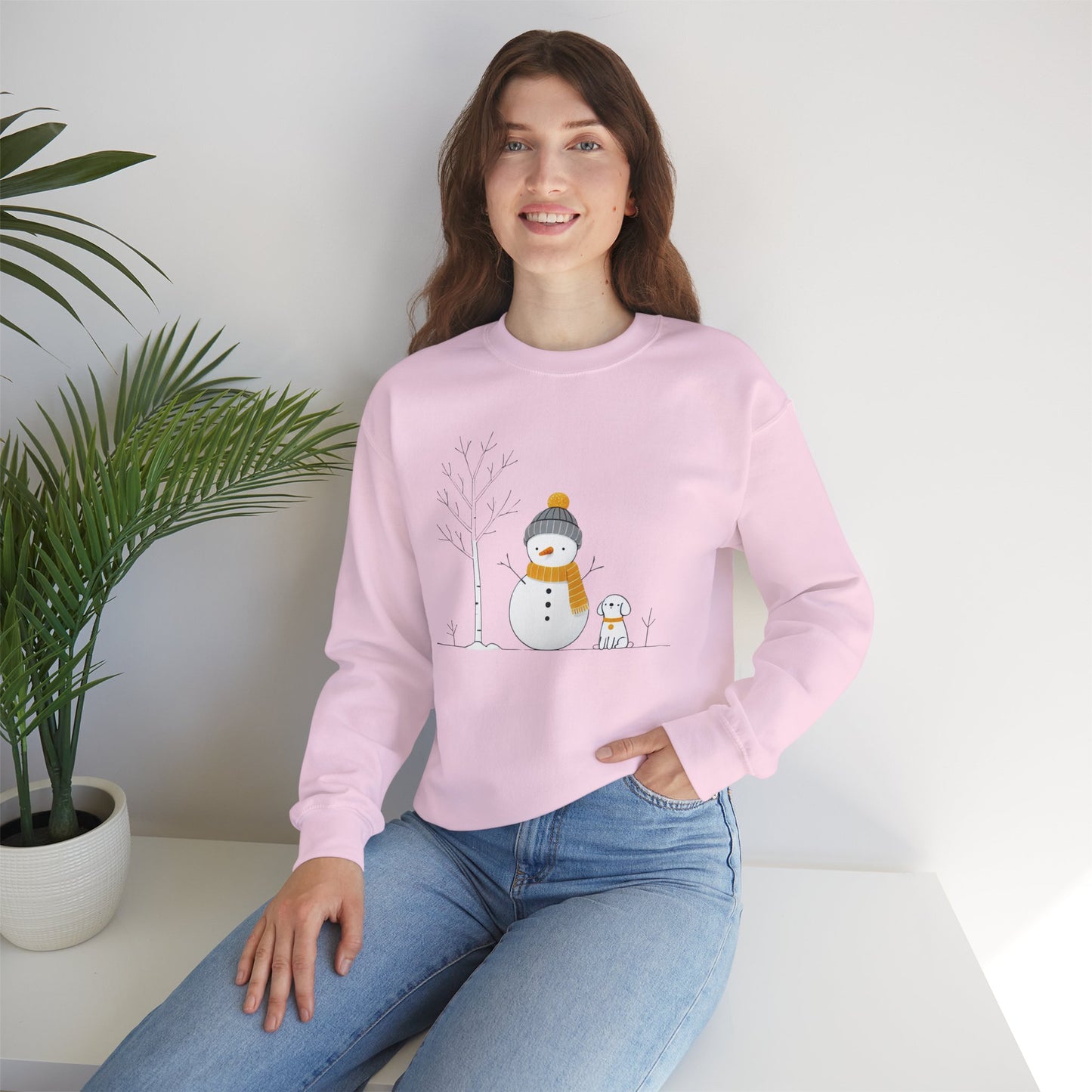 Snowman and Dog Winter Scene Unisex Heavy Blend™ Crewneck Sweatshirt - size S - 3X