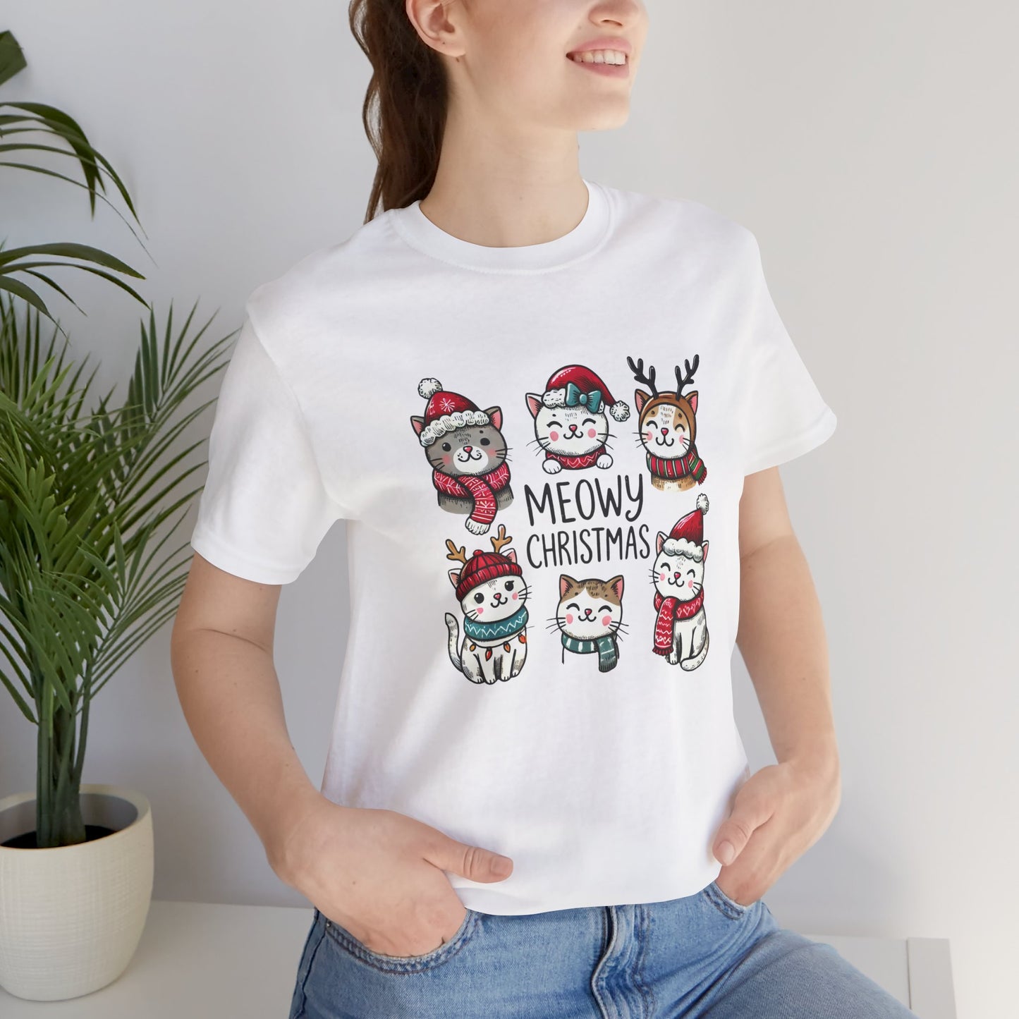Meowy Christmas Unisex Jersey Short Sleeve Tee - size S - 3X