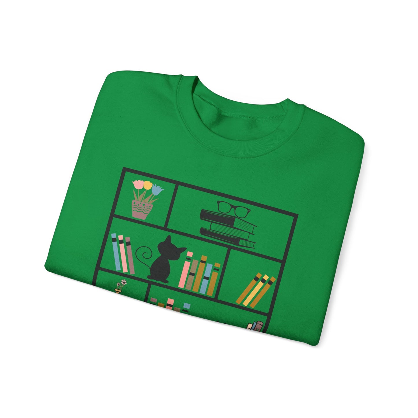 Unisex Heavy Blend™ Crewneck Sweatshirt - cute bookshelf with cat - sizes S - 3X