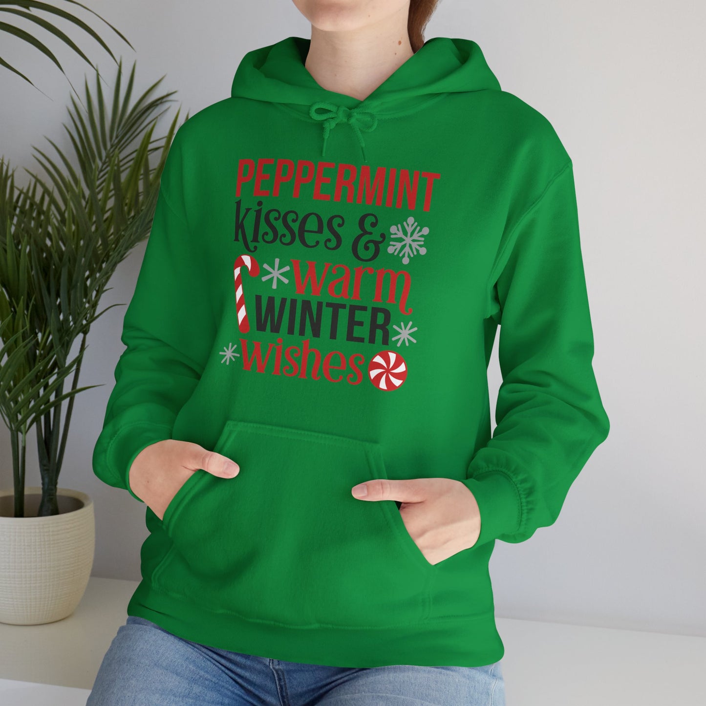 Peppermint Kisses and Warm Winter Wishes Unisex Heavy Blend™ Hooded Sweatshirt - sizes S - 3X