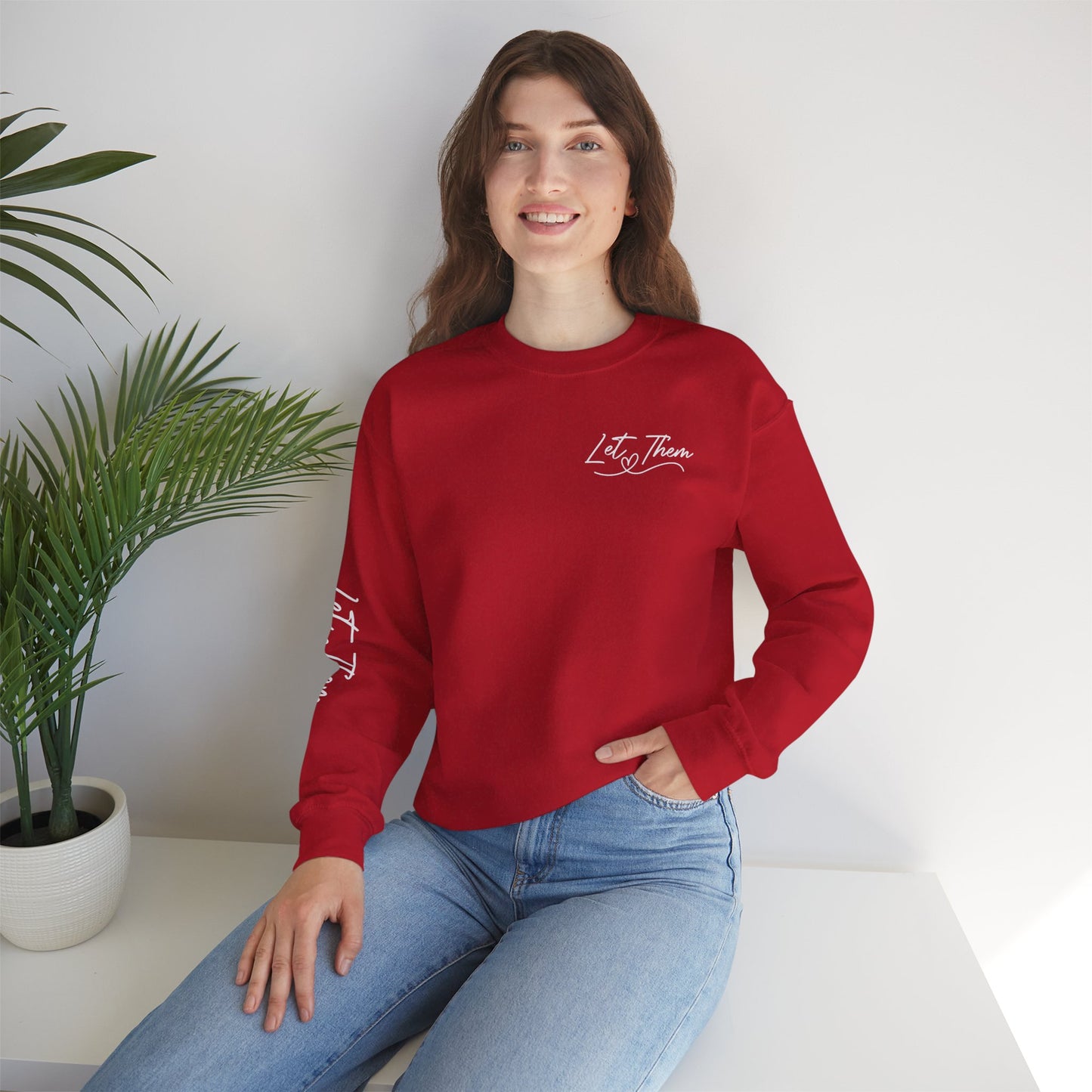 Let them Unisex Sweatshirt, Cozy Crewneck with Front, Back, Sleeve Designs, Warm & Comfy, Gift for All Occasions, Customizable Apparel